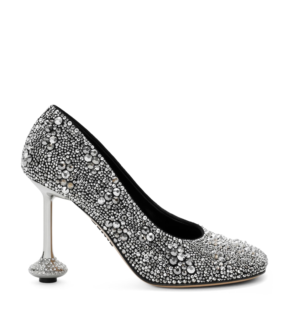 LOEWE Suede Embellished Toy Pumps 90 Silver Image 1