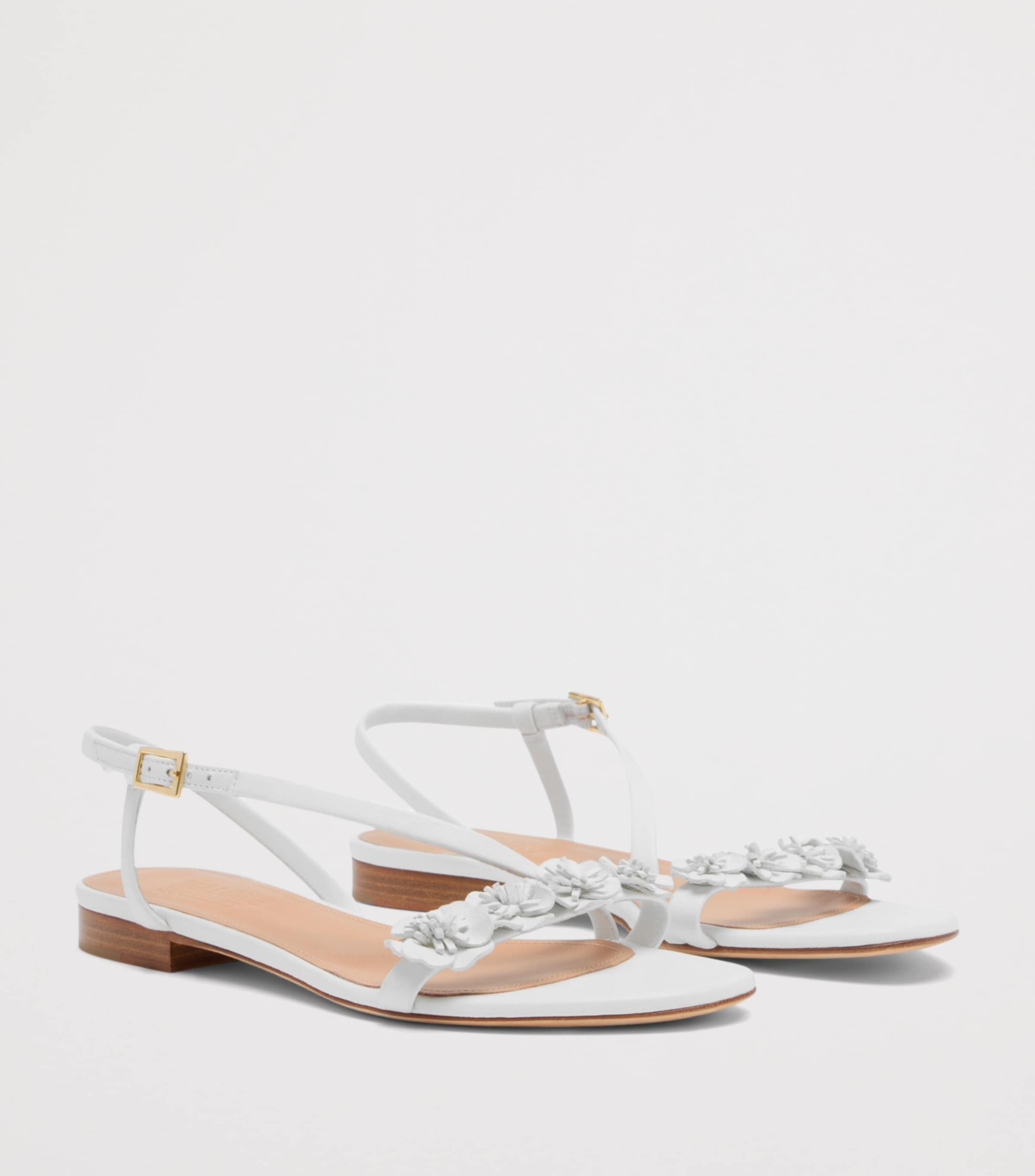 Malone Souliers Leather Flower-Embellished Serra Sandals White Image 3
