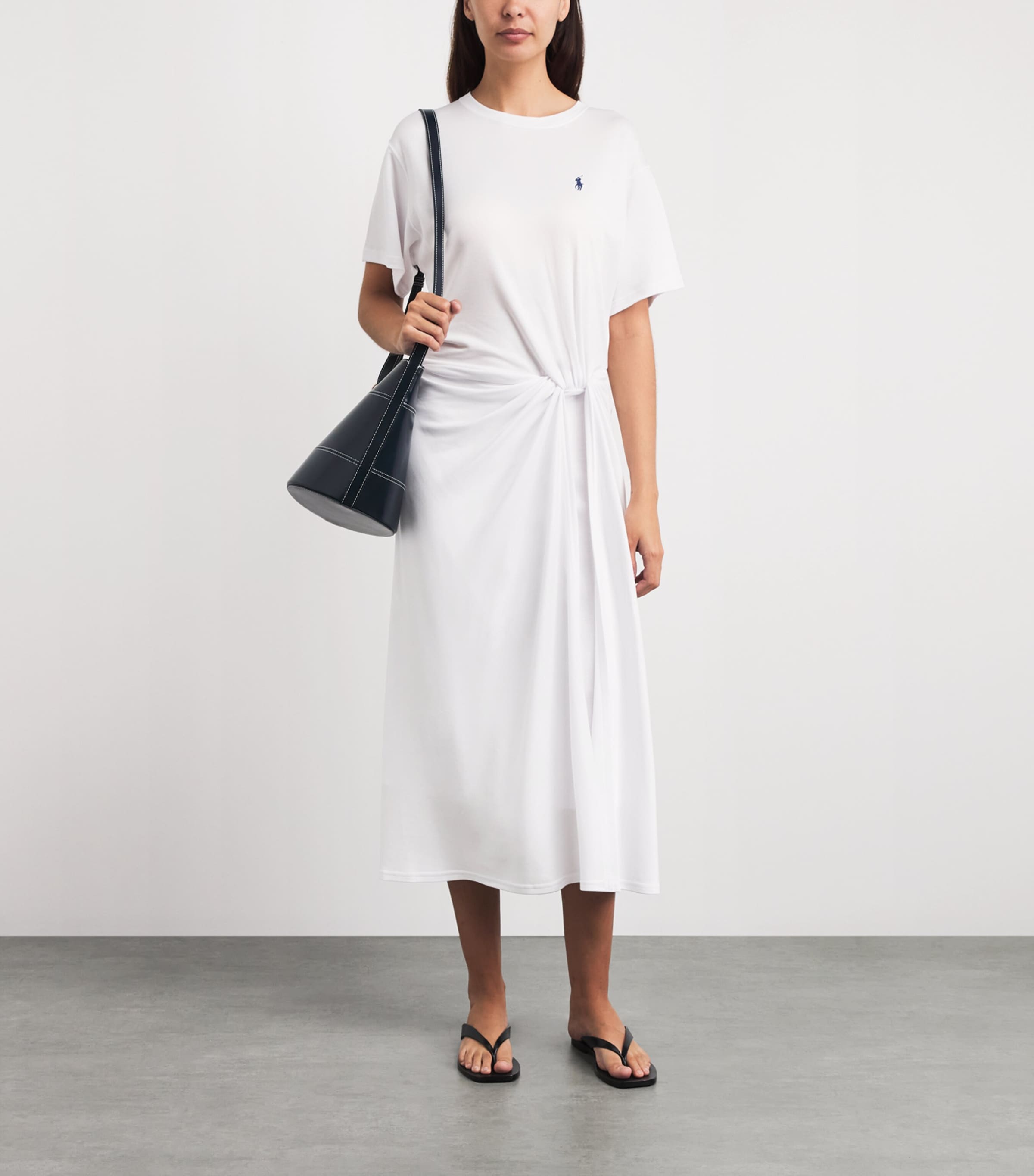 Polo Ralph Lauren Womens Twist-Detail Maxi T-Shirt Dress White Image 2