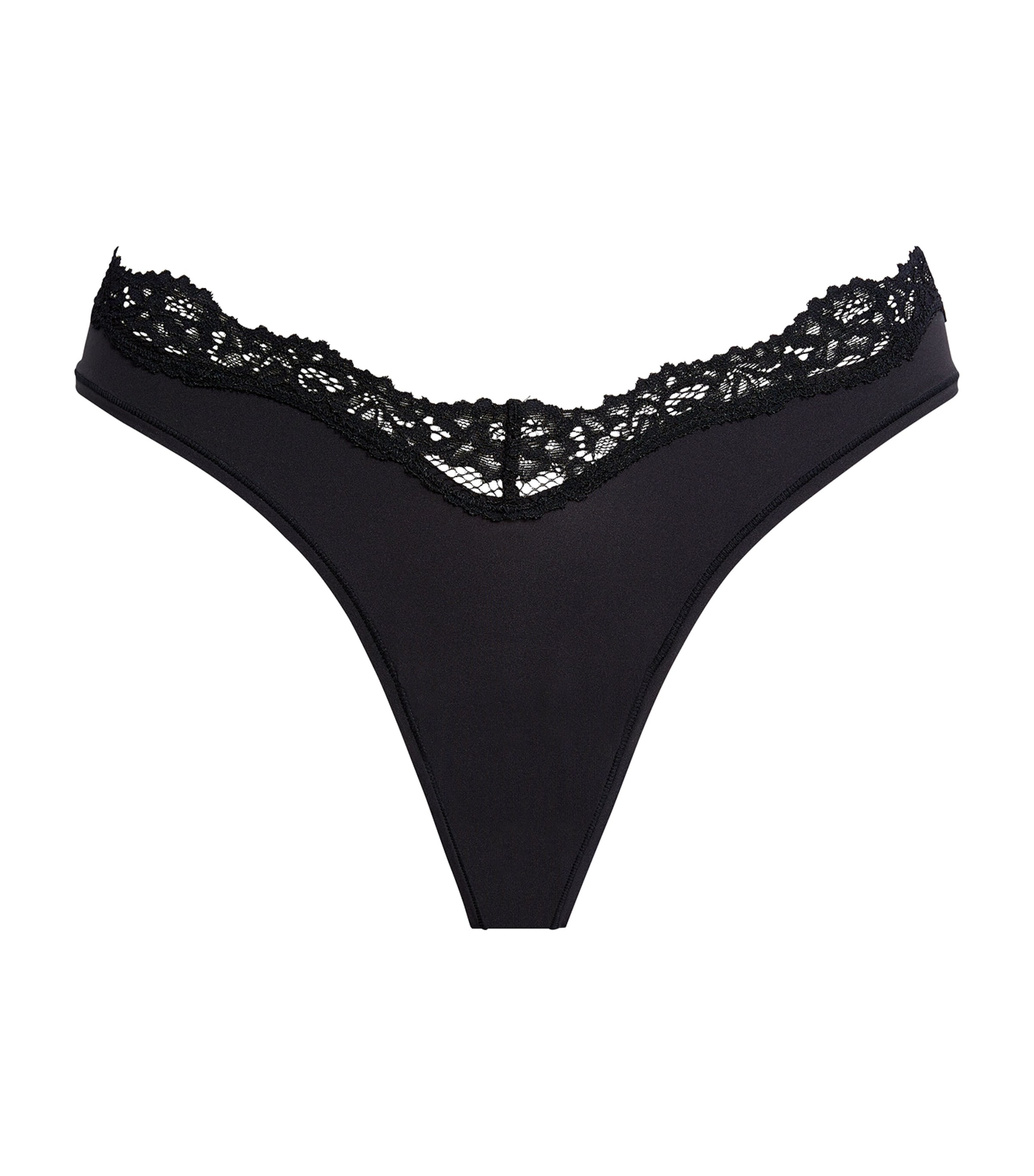 Lace-Trim Fits Everybody Dipped Thong ONYX Image 1