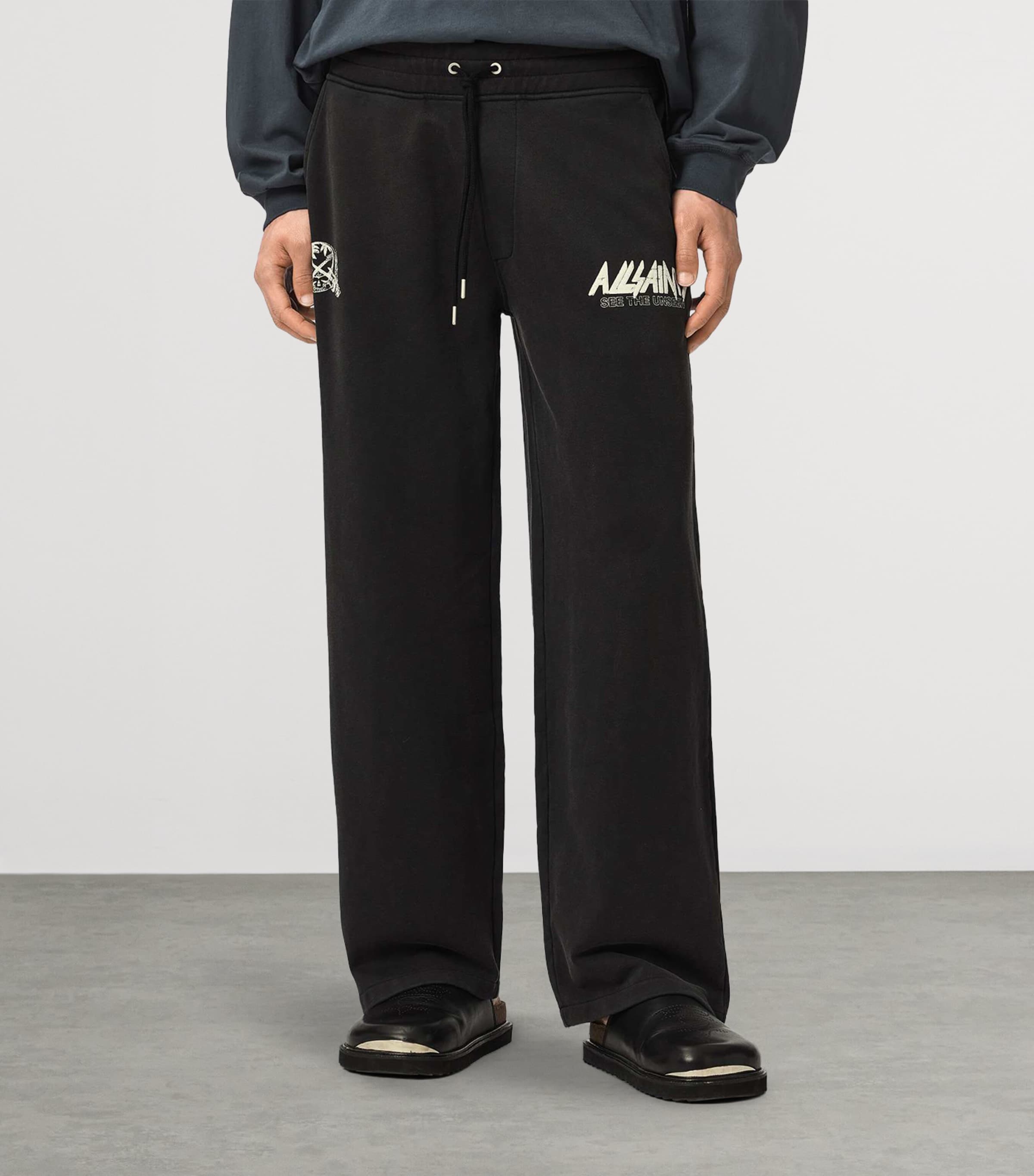 AllSaints Mens Organic Cotton Chromium Sweatpants Washed Black Image 3
