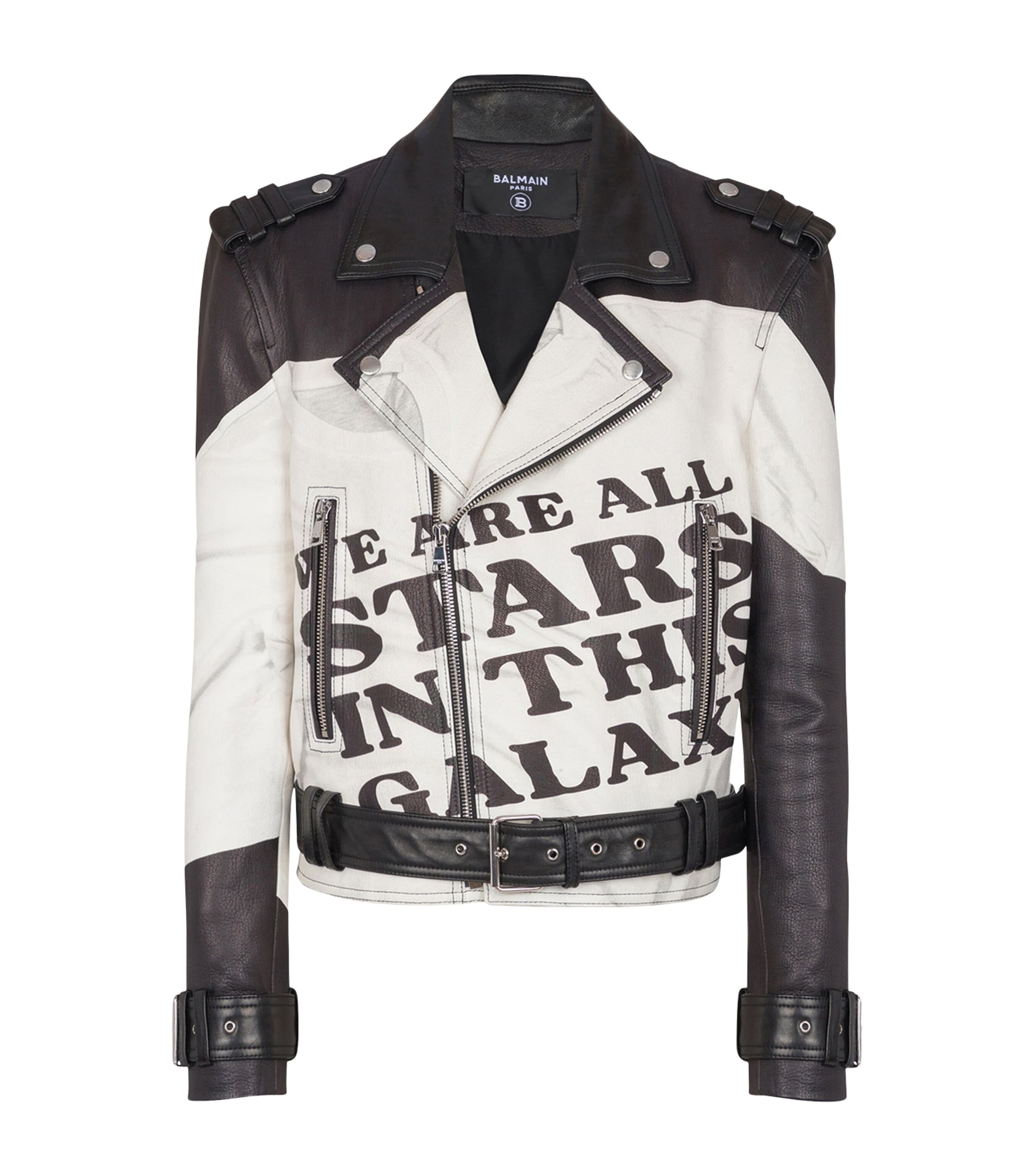 Leather Printed Biker Jacket GAB BLANC/NOIR Image 1
