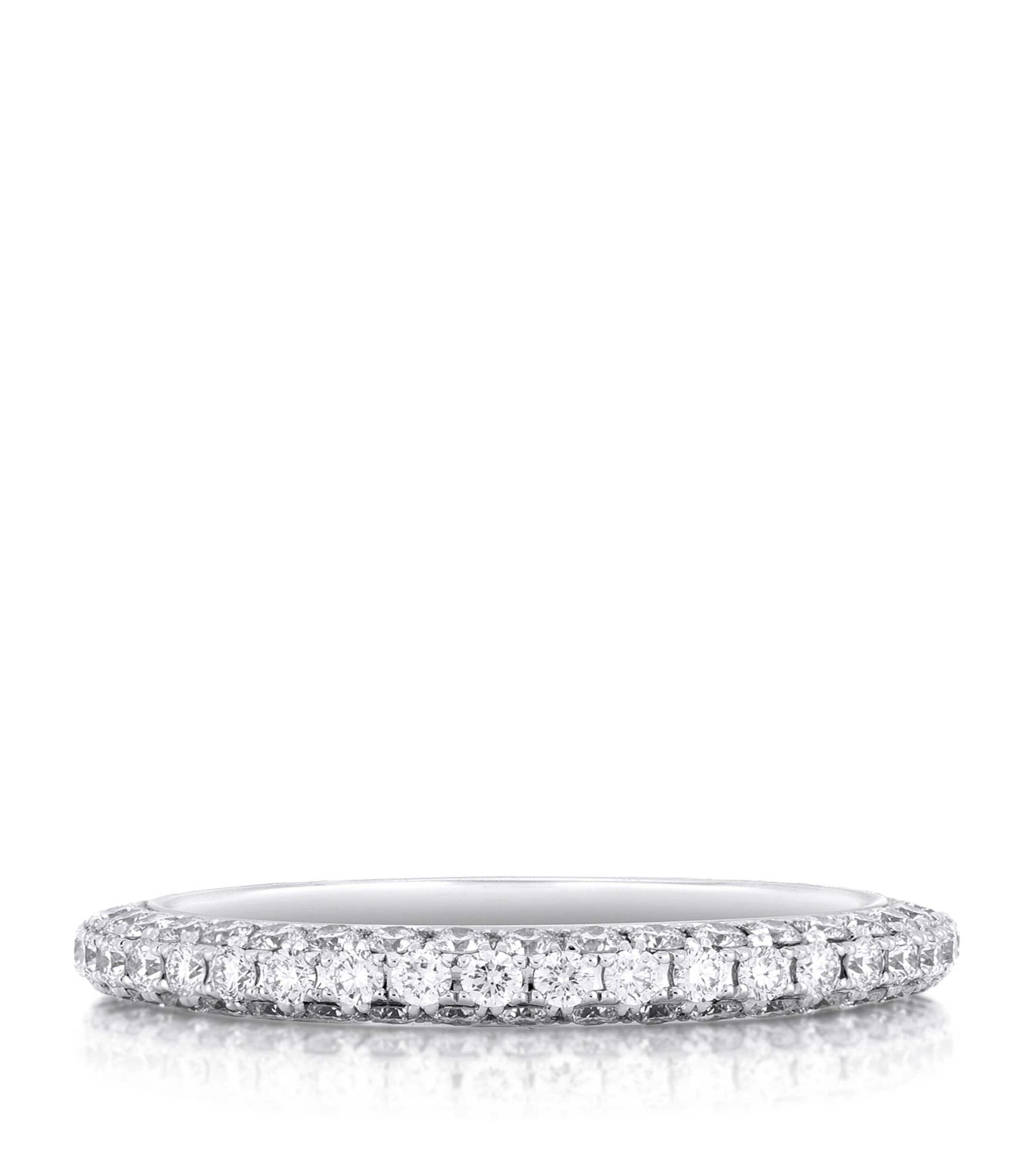 Shop De Beers White Gold Darling Half Pavé Eternity Ring In Silver