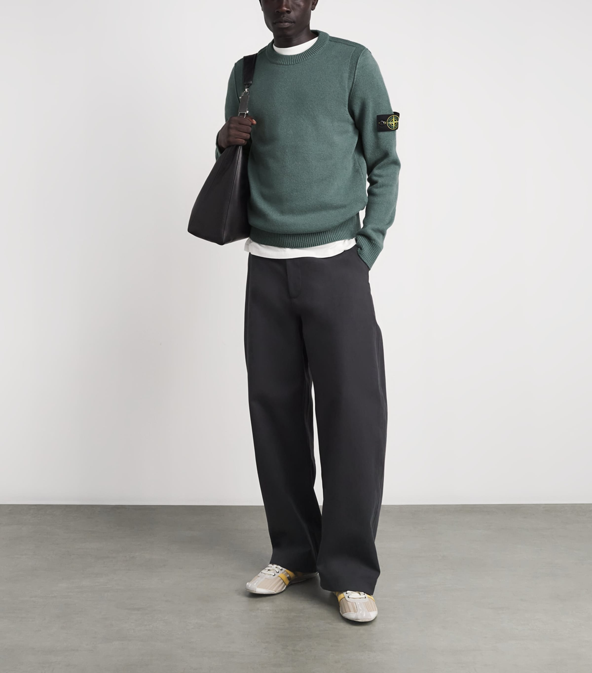 Stone Island Mens Virgin Wool-Blend Compass Sweater Image 2