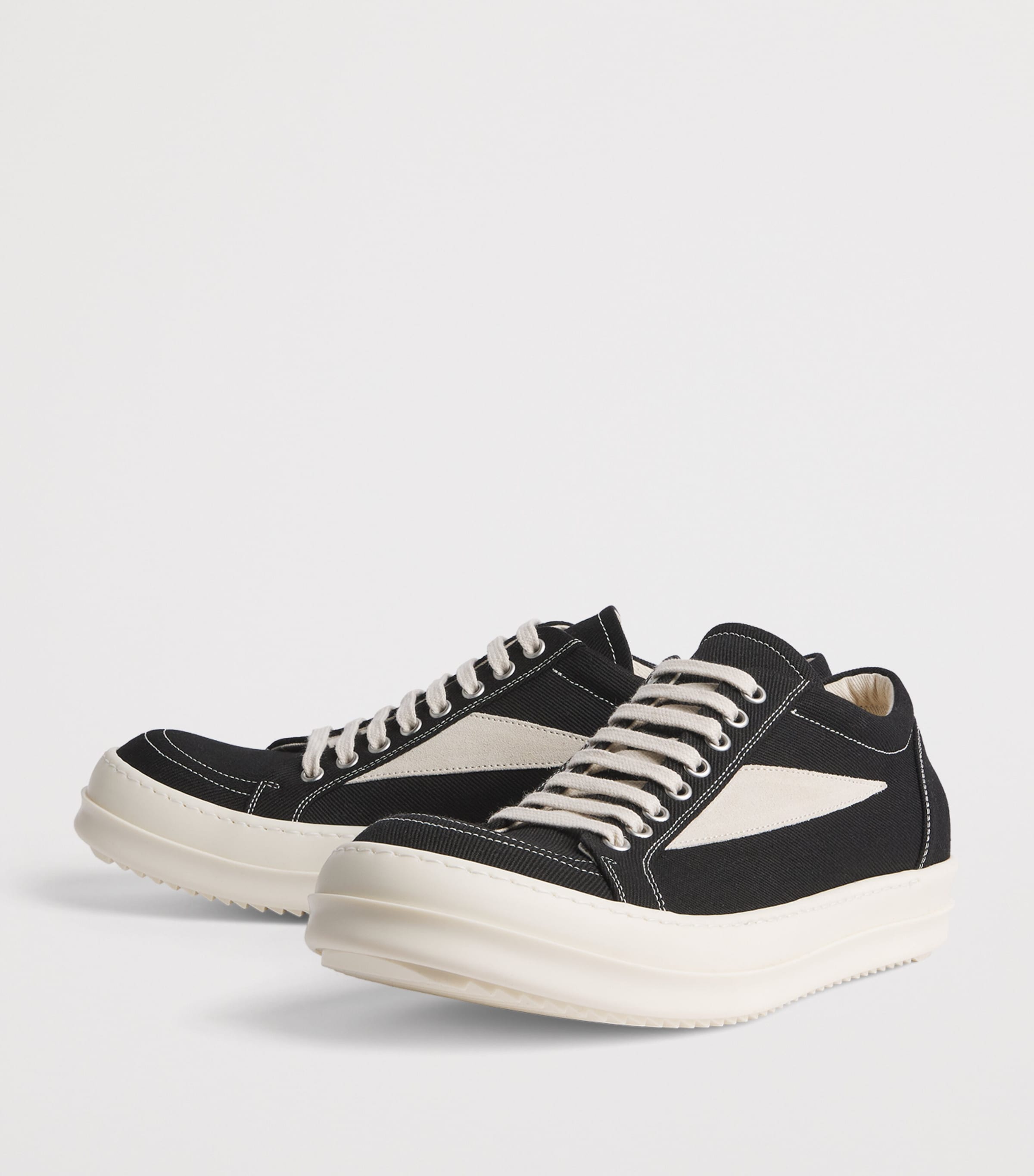Rick Owens Canvas Vintage Sneakers Blk/milk/milk Image 3