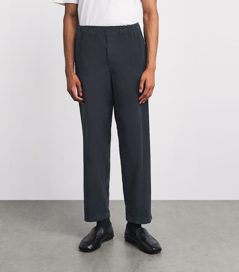 Barena Mens Stretch-Cotton Pleated Straight Trousers Piombo Image 4