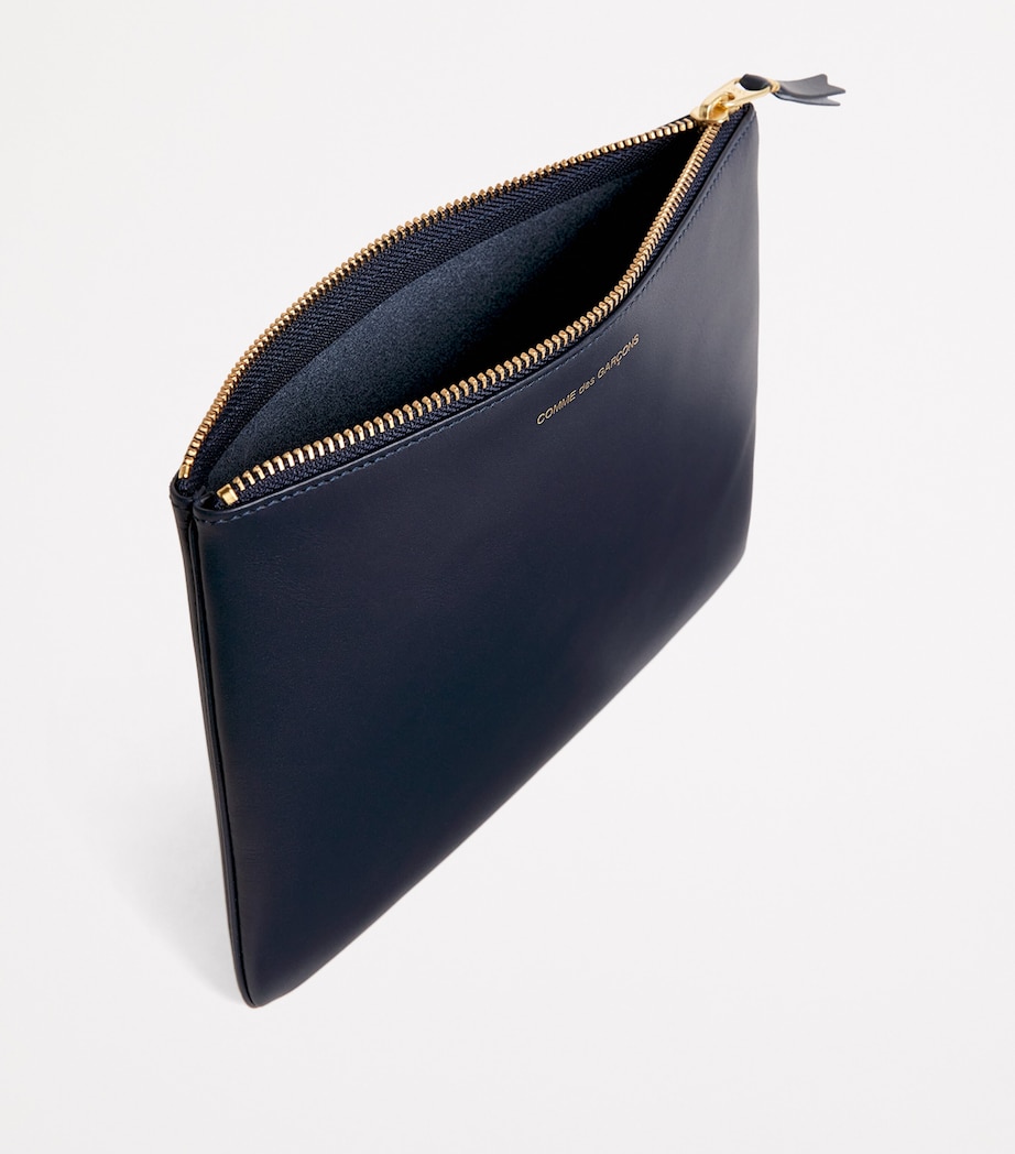 Leather Zipped Pouch NAVY Image 3