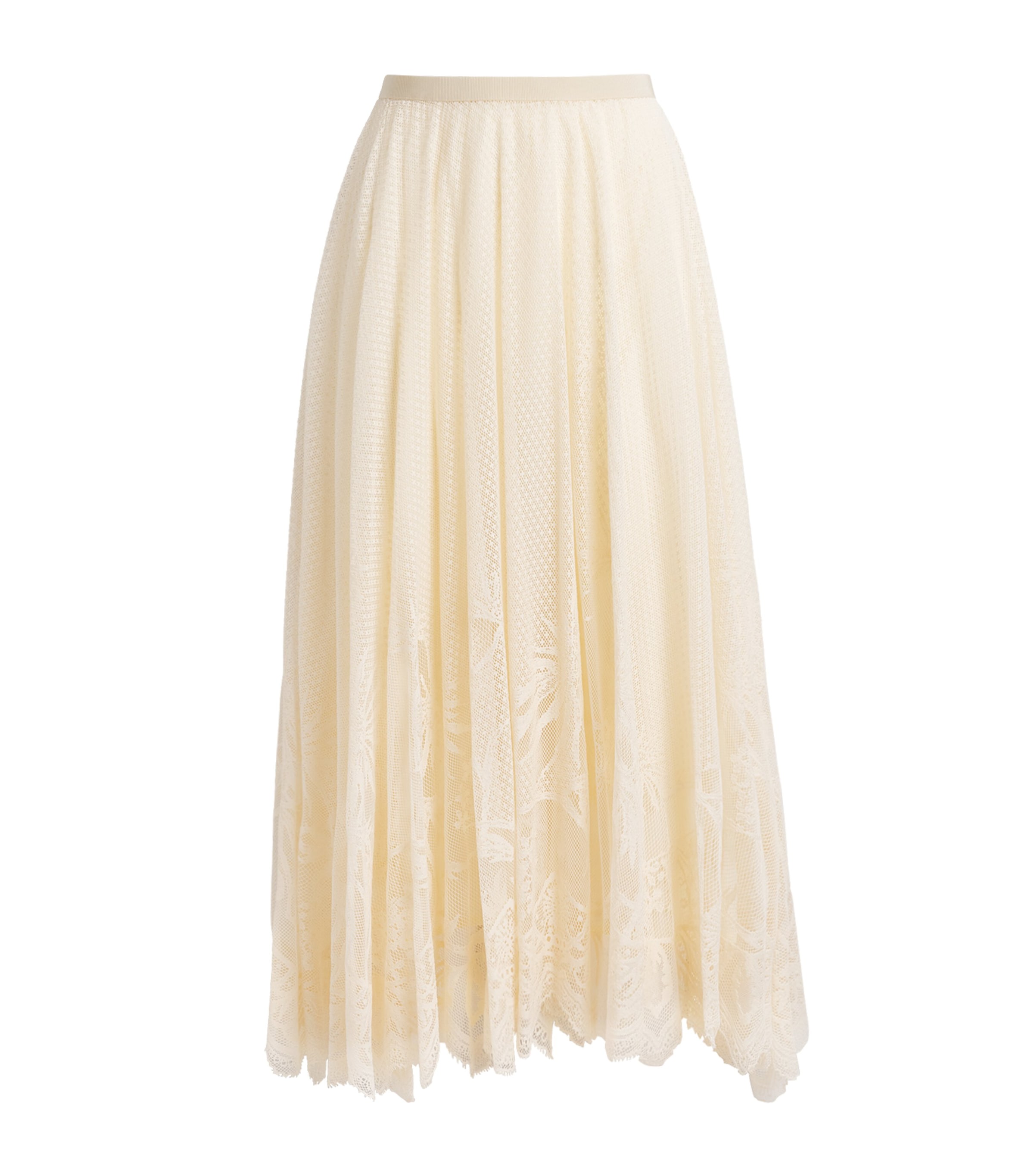 Fabiana Filippi Womens Cotton-Blend Lace Midi Skirt Burro Image 1
