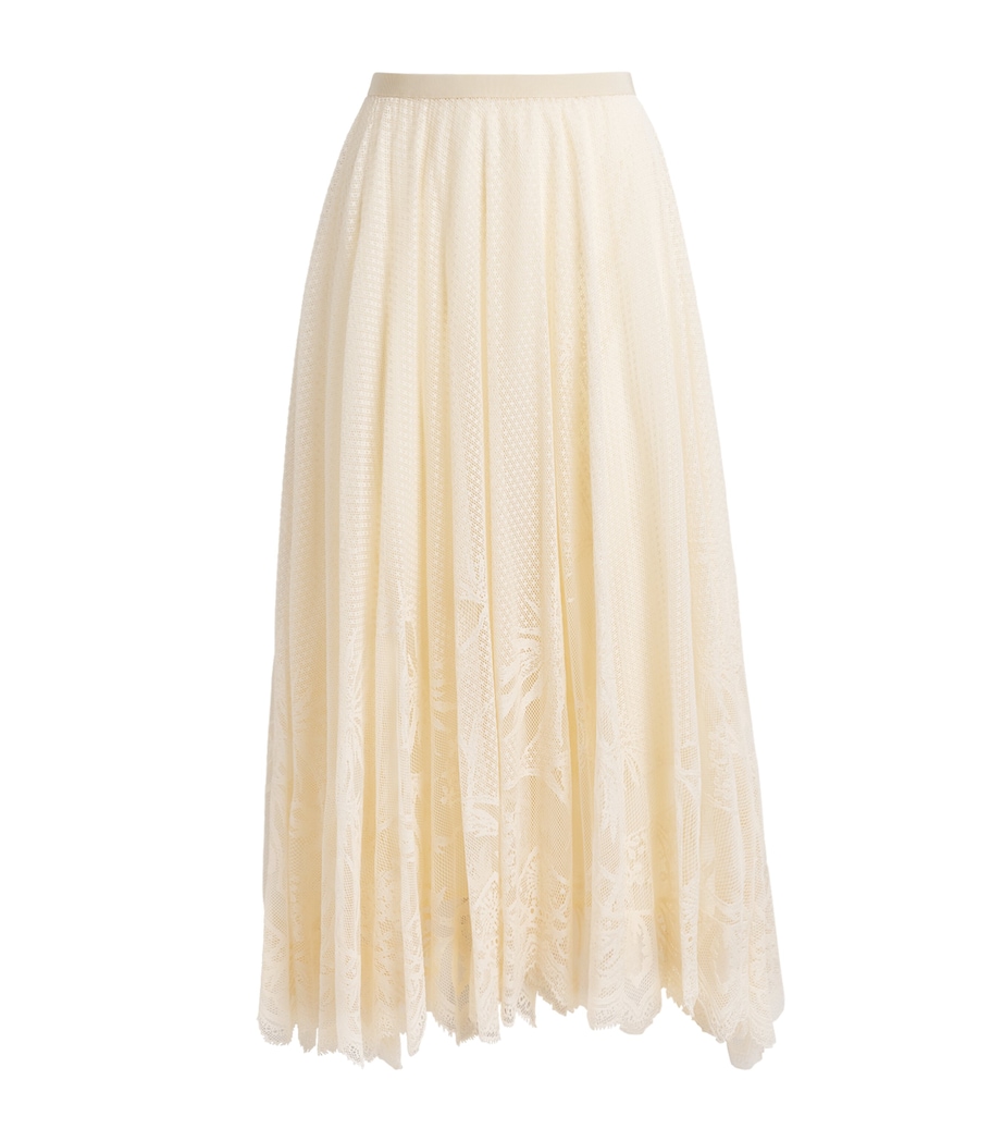 Fabiana Filippi Womens Cotton-Blend Lace Midi Skirt Burro Image 1