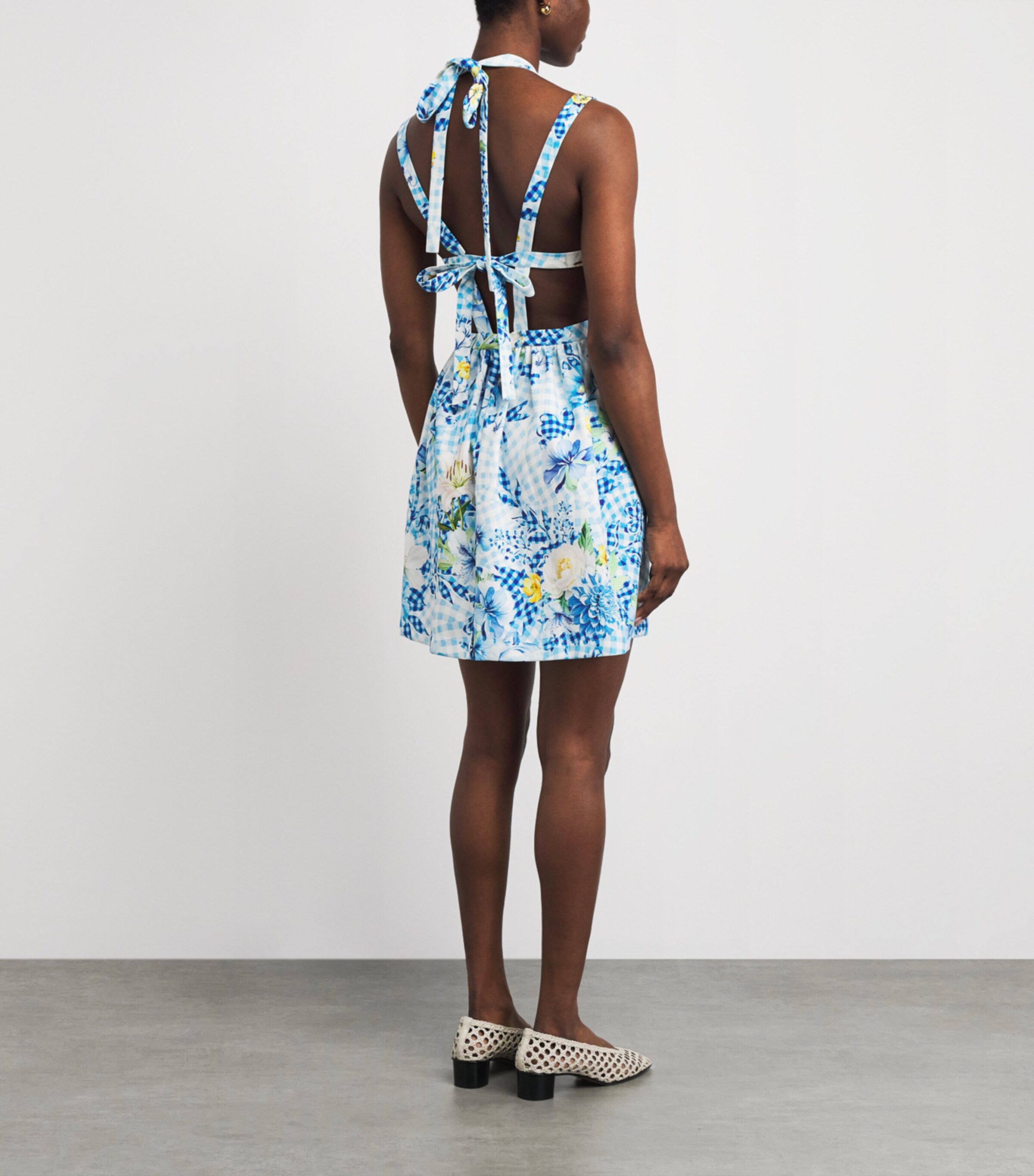 Mary Katrantzou Womens Fleur de Vichy Peres Mini Dress Fleur Blubry Aop Image 4