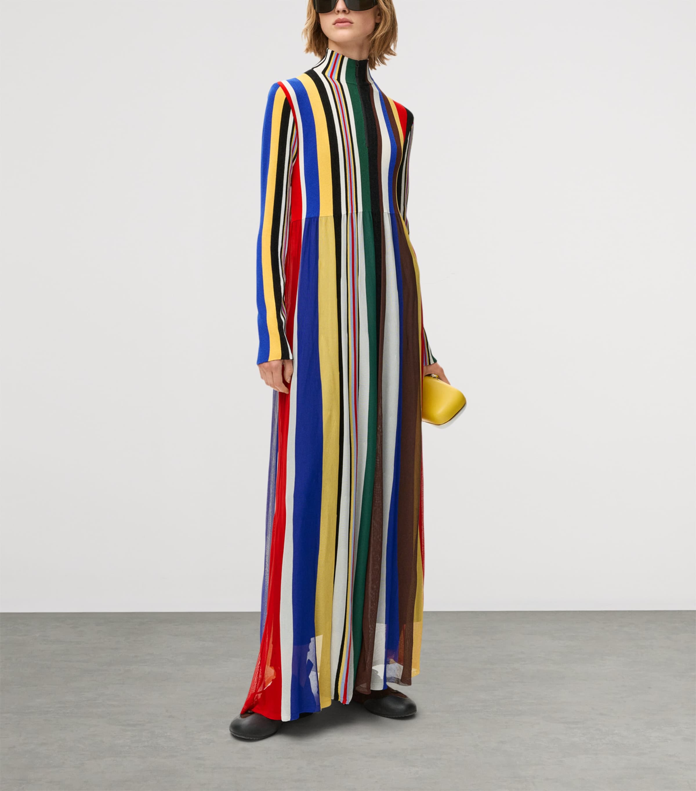 LOEWE Womens Stripe Maxi Dress Red/multicolour Image 2