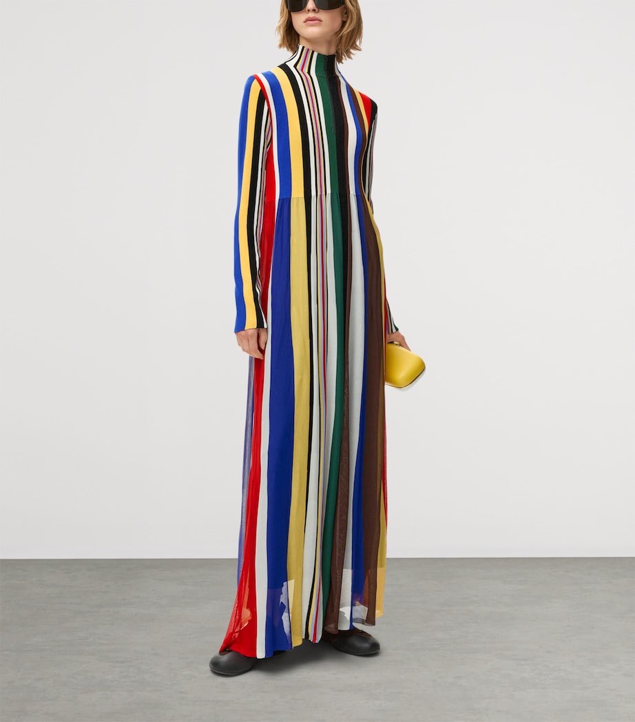 LOEWE Womens Stripe Maxi Dress Red/multicolour Image 2
