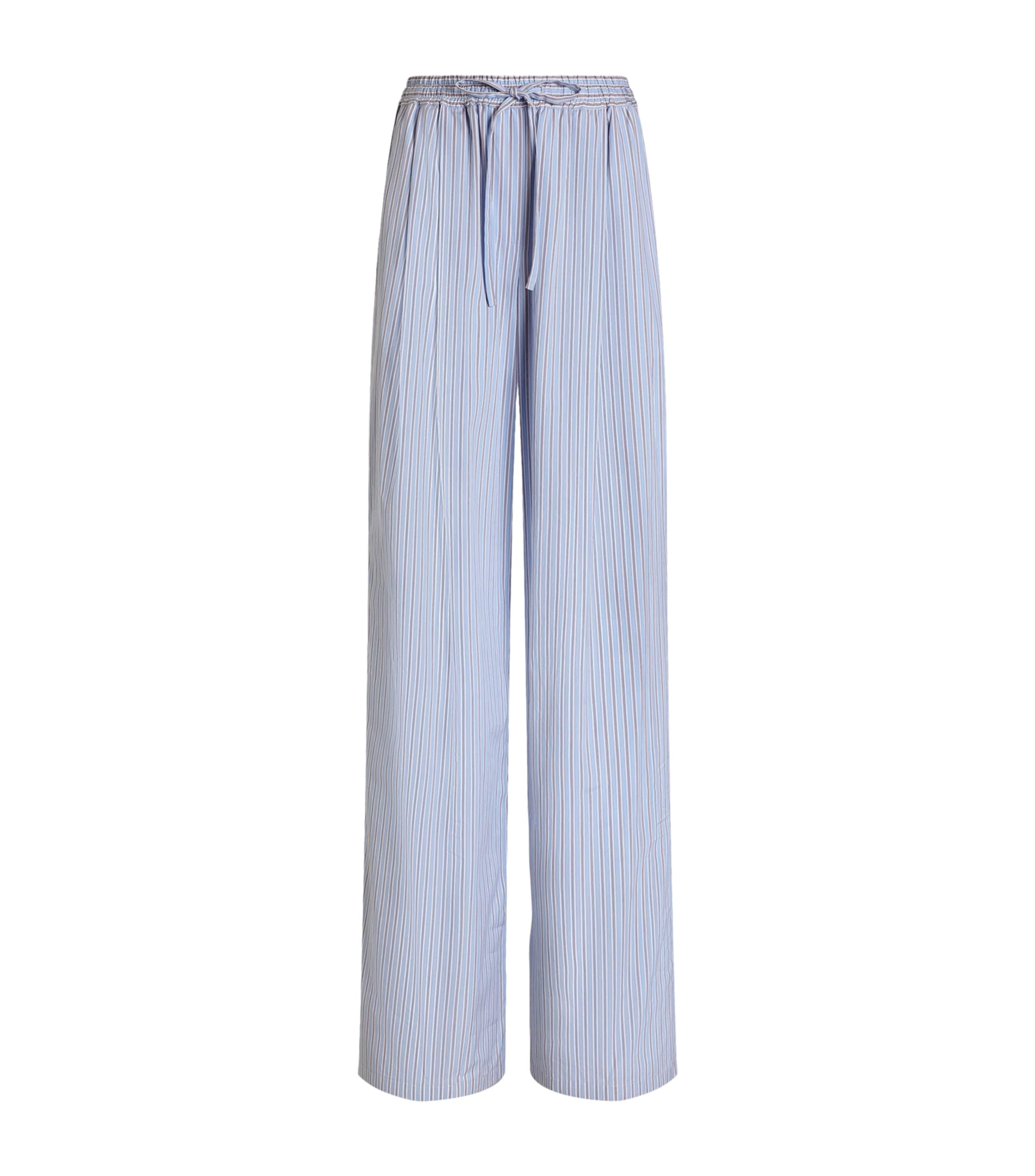Dolce&Gabbana Womens Cotton-Silk Stripe Trousers Stri Image 1