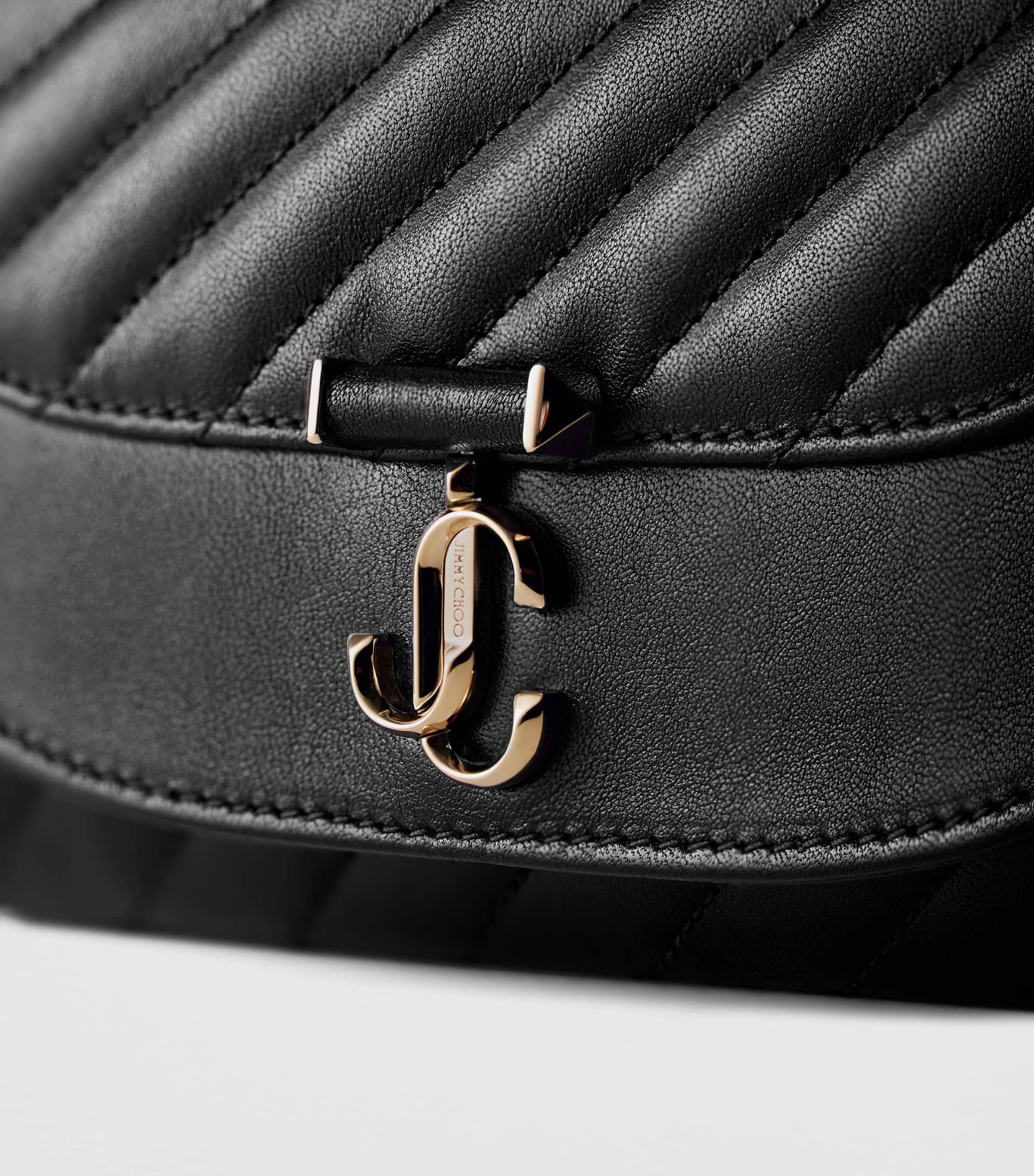 Jimmy Choo Quilted Leather Curve Chain Wallet Black/shiny Gold Image 5
