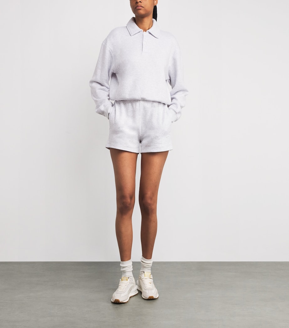 Cotton-Blend Fleece Polo Sweatshirt LIGHT HEATHER GREY Image 2