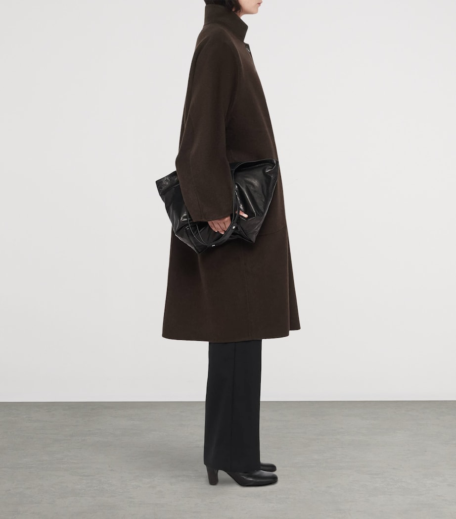 AllSaints Womens Wool-Blend Effie Coat Espresso Brown Image 6