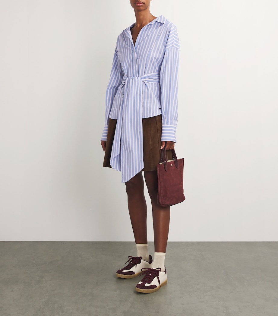 Weekend Max Mara Womens Cotton Tie-Waist Striped Shirt Light Blue Image 2