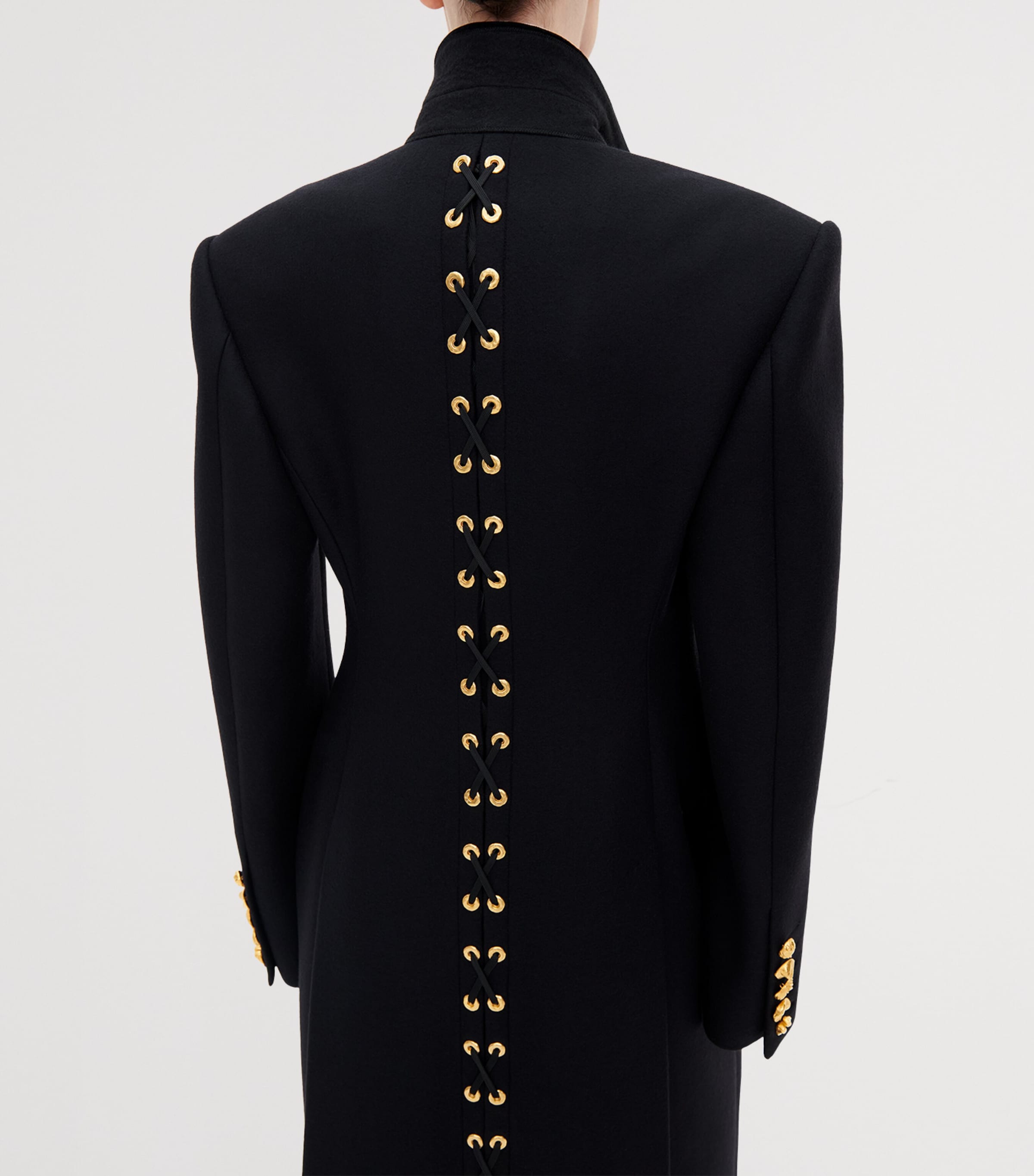Schiaparelli Womens Wool Padlock Lace-Up Coat Nude Image 3