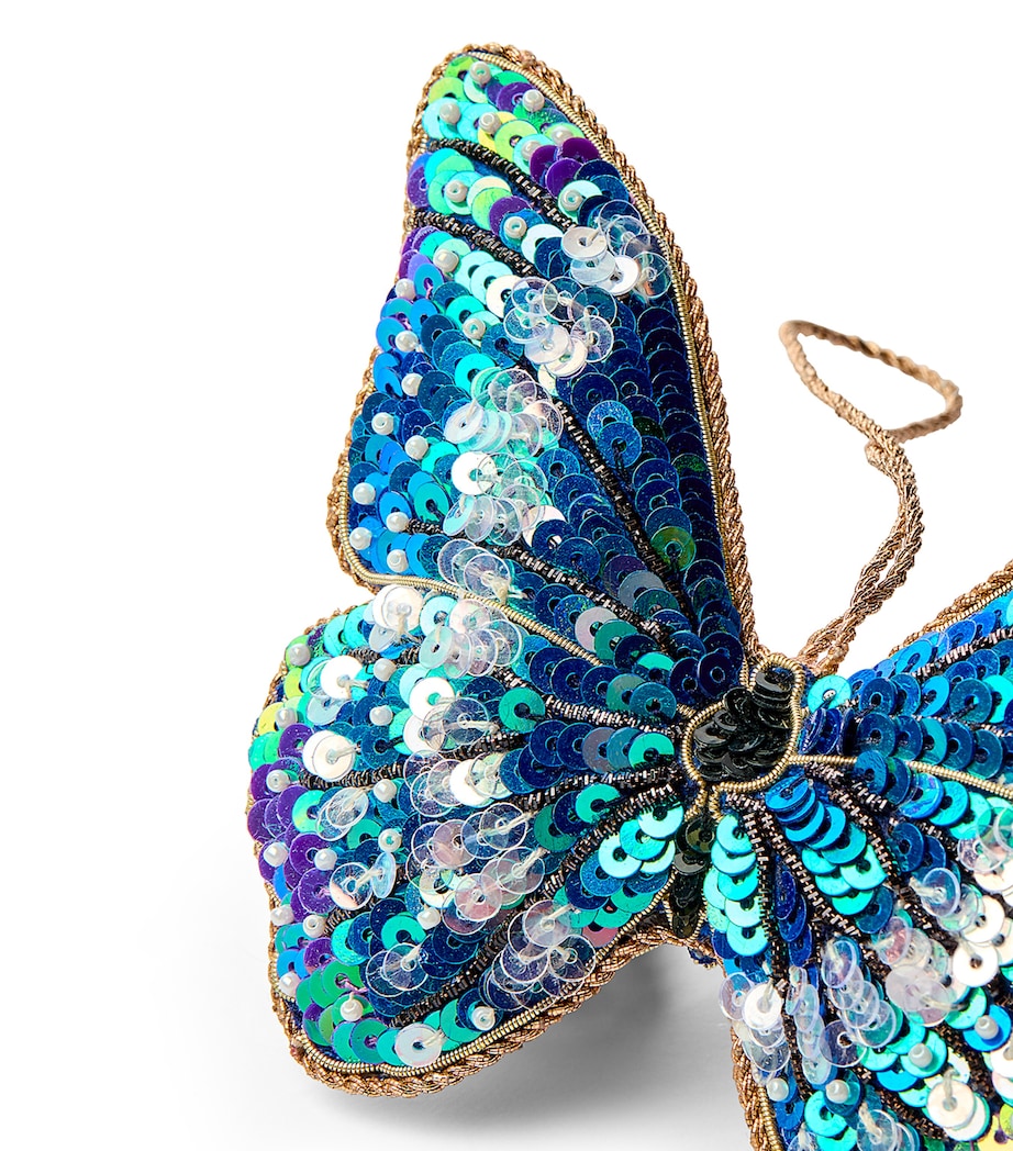 Sequinned Butterfly Tree Decoration BLUE Image 2
