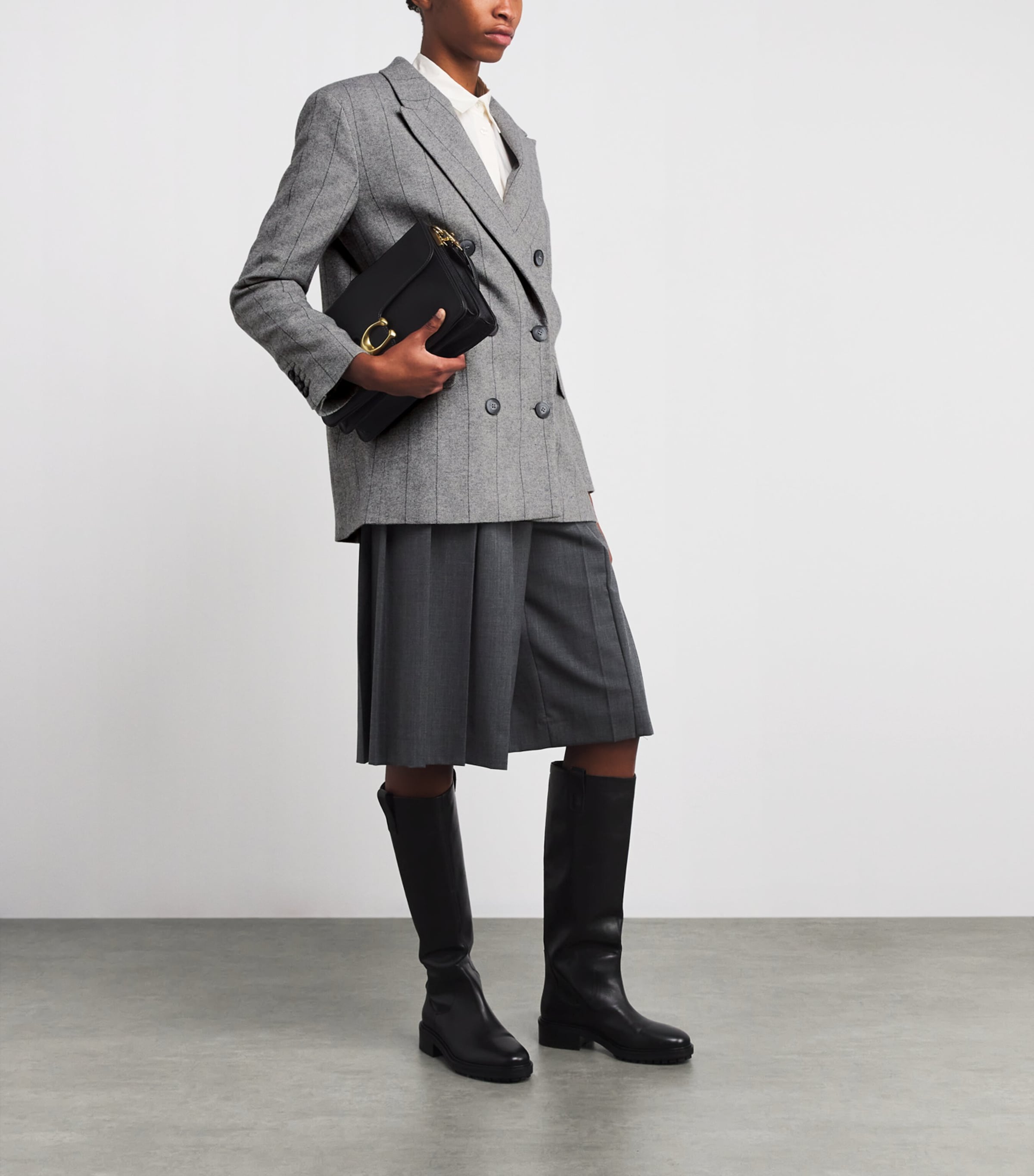 Wool-Blend Double-Breasted Blazer GREY Image 2