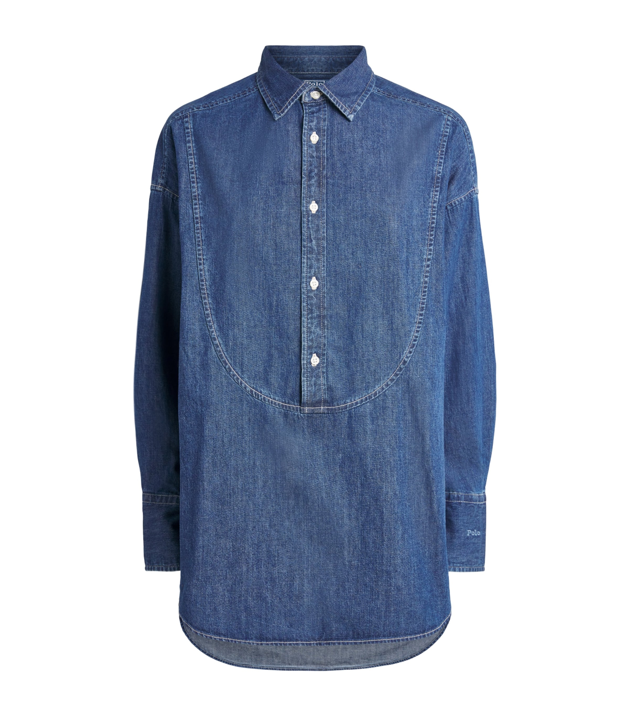 Polo Ralph Lauren Half-placket Denim Shirt In Blue