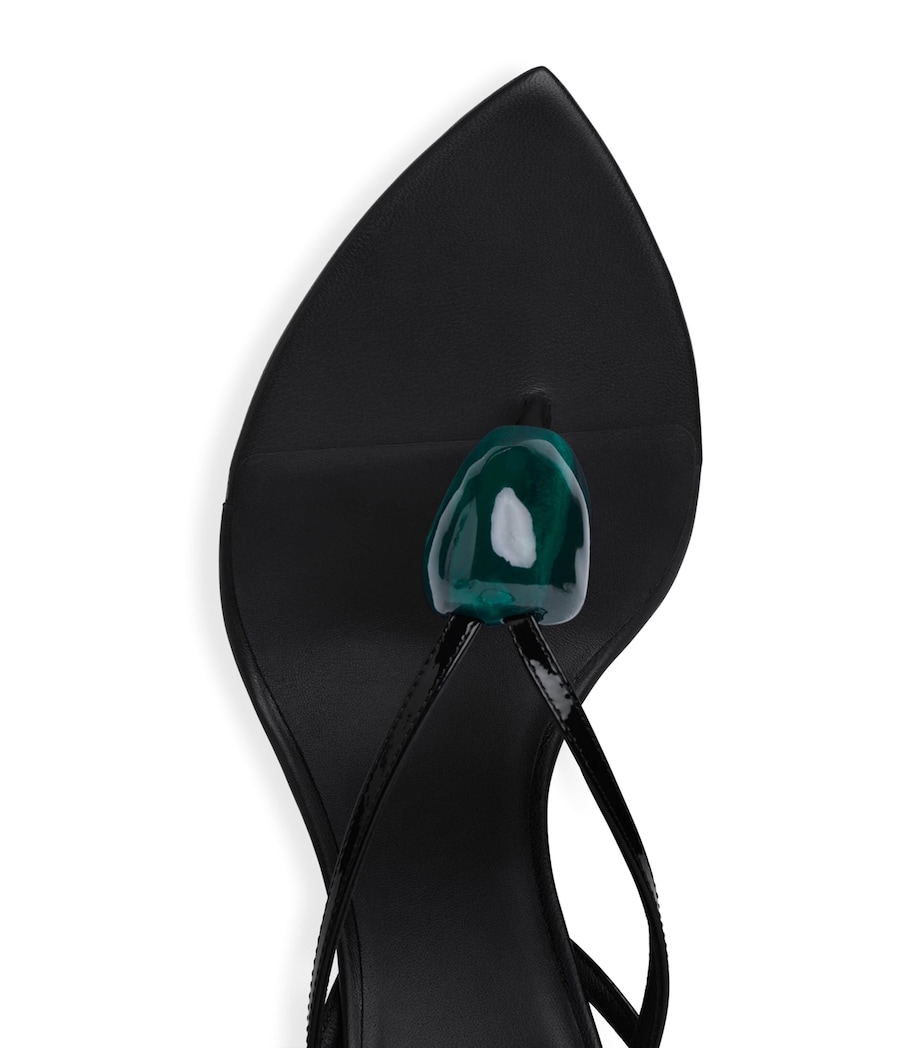 Alaïa Leather Invisible Jewel Wedge Sandals 90 Black Image 4