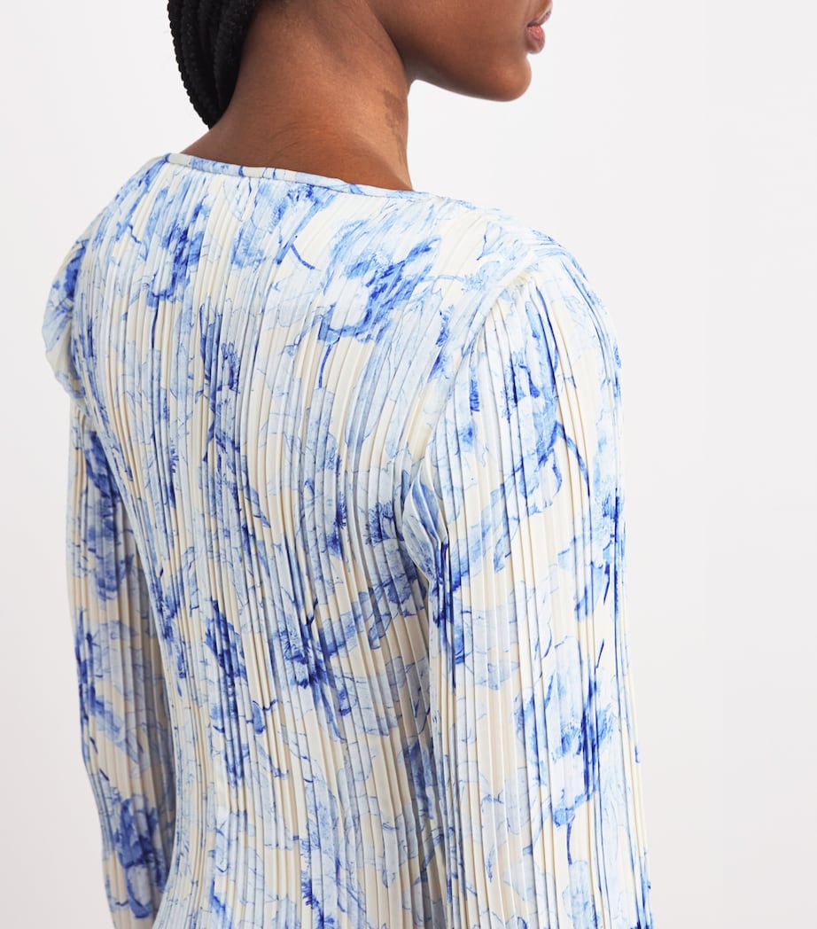 Pleated Floral Midi Dress BLUE FLOWER Image 4