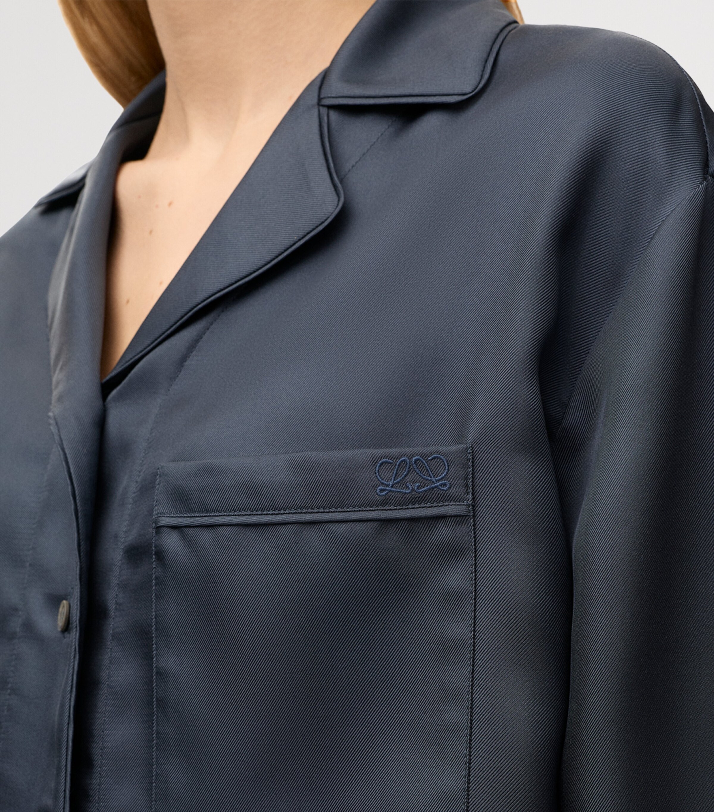 LOEWE Womens Silk Pyjama Shirt Dark Grey Image 5