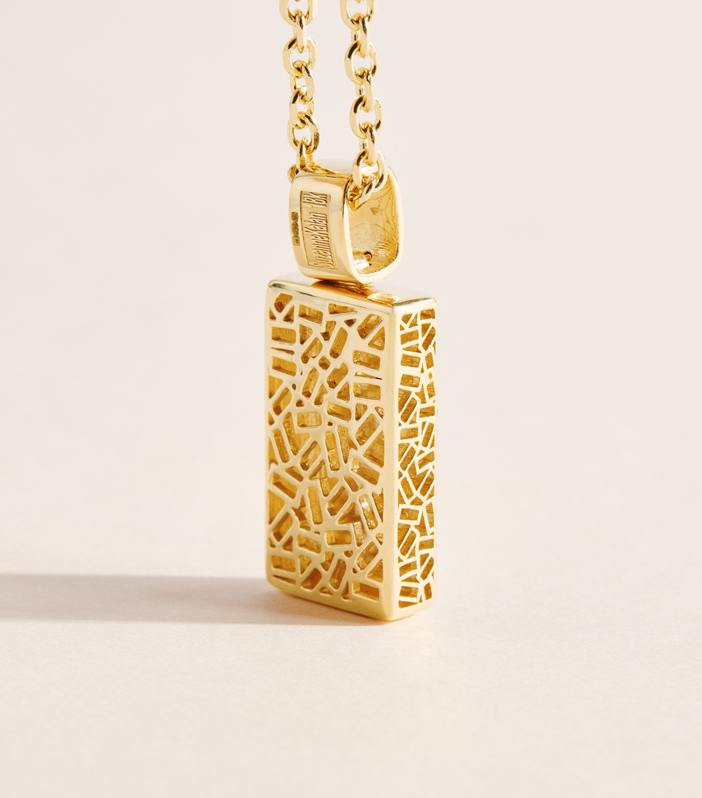 Suzanne Kalan Yellow Gold Block-Chain Pendant Necklace Yg/solid Image 6
