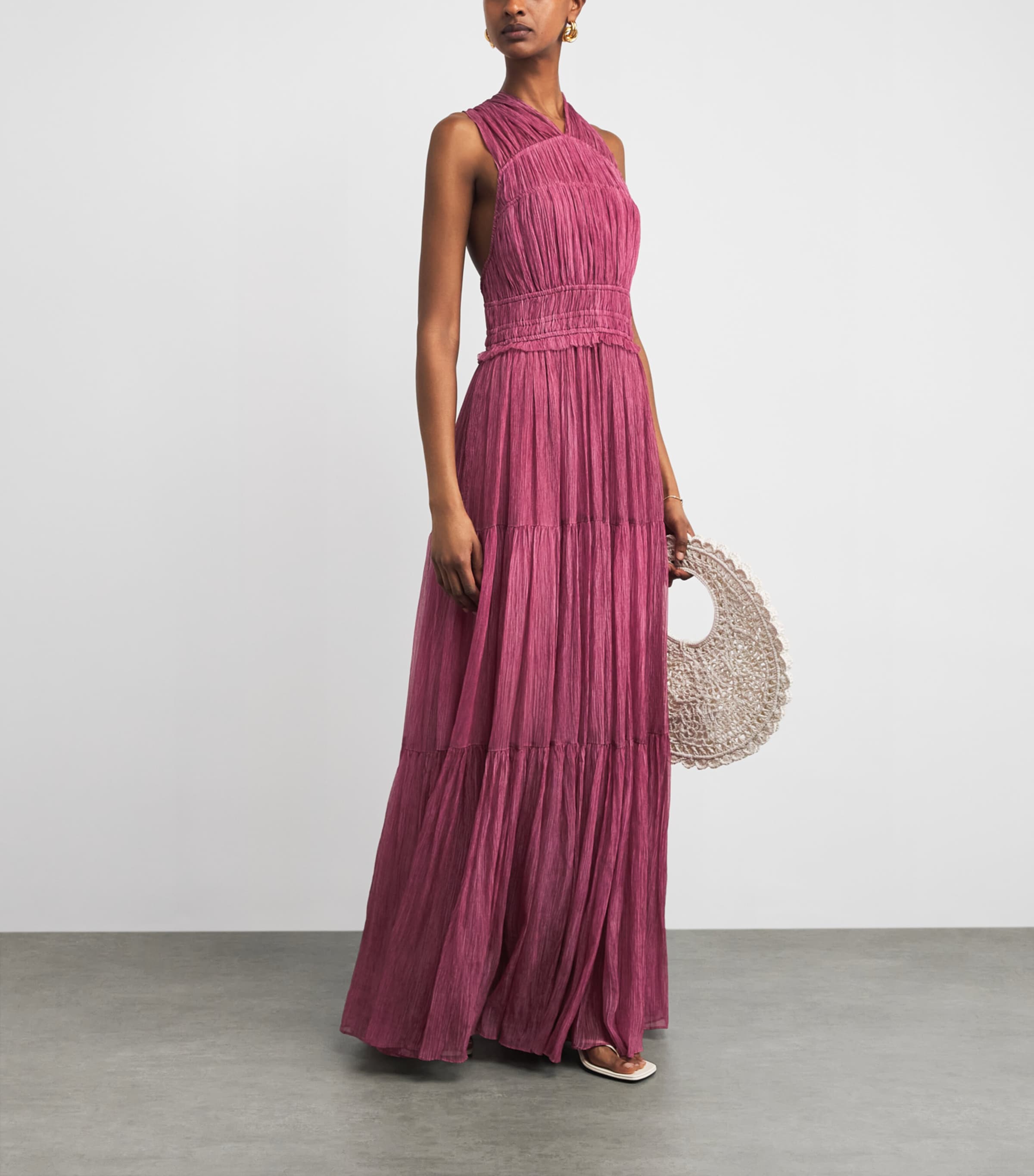 Ulla Johnson Womens Silk Freesia Sleeveless Maxi Dress Amaranthus Image 2