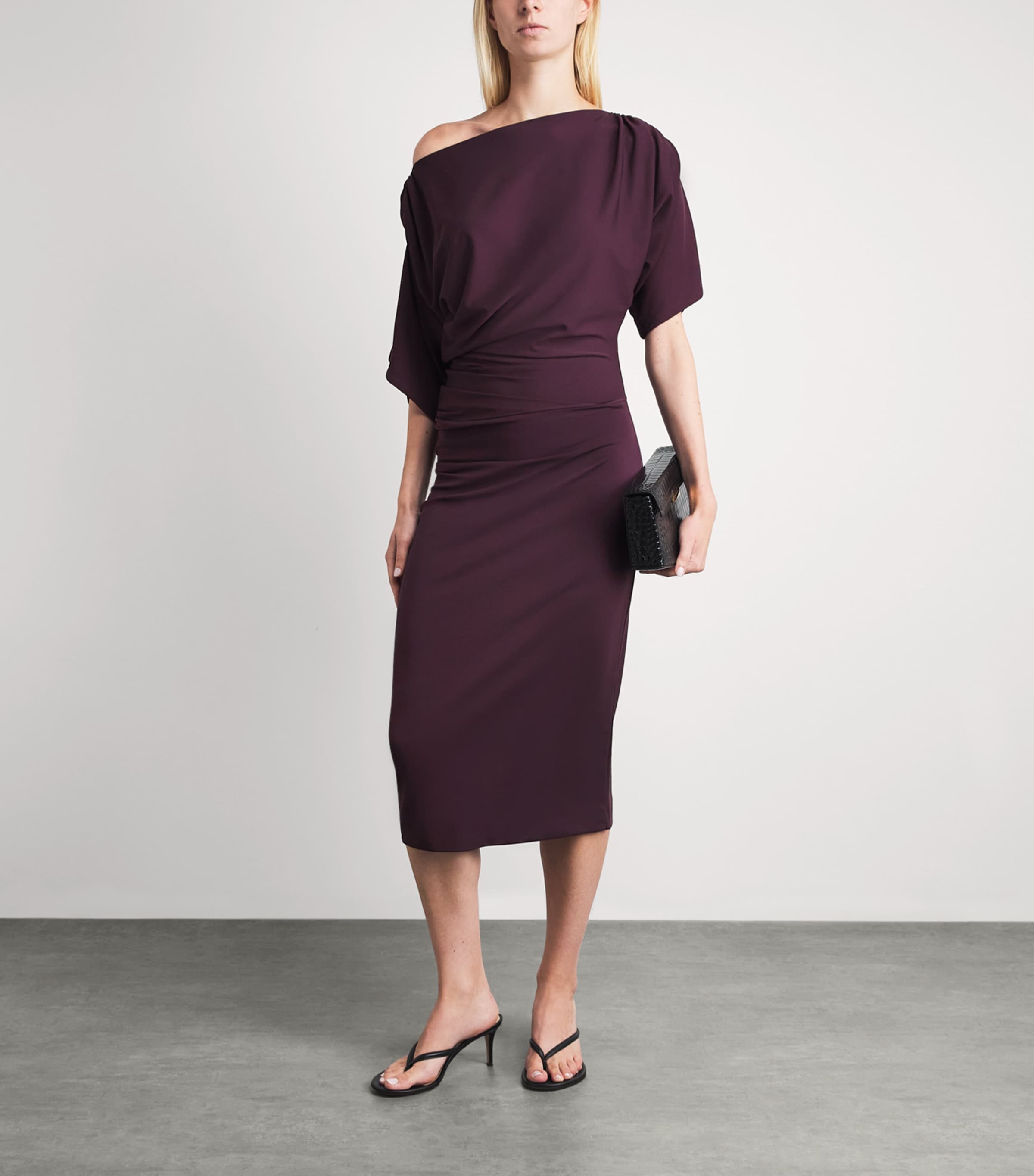 Wolford Womens Fluid Drape Midi Dress Wild Plum Image 2