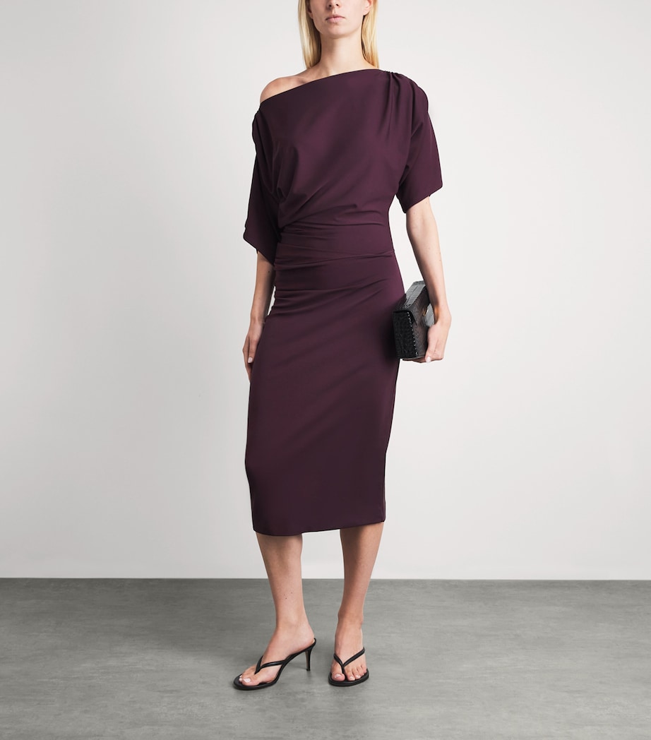 Wolford Womens Fluid Drape Midi Dress Wild Plum Image 2