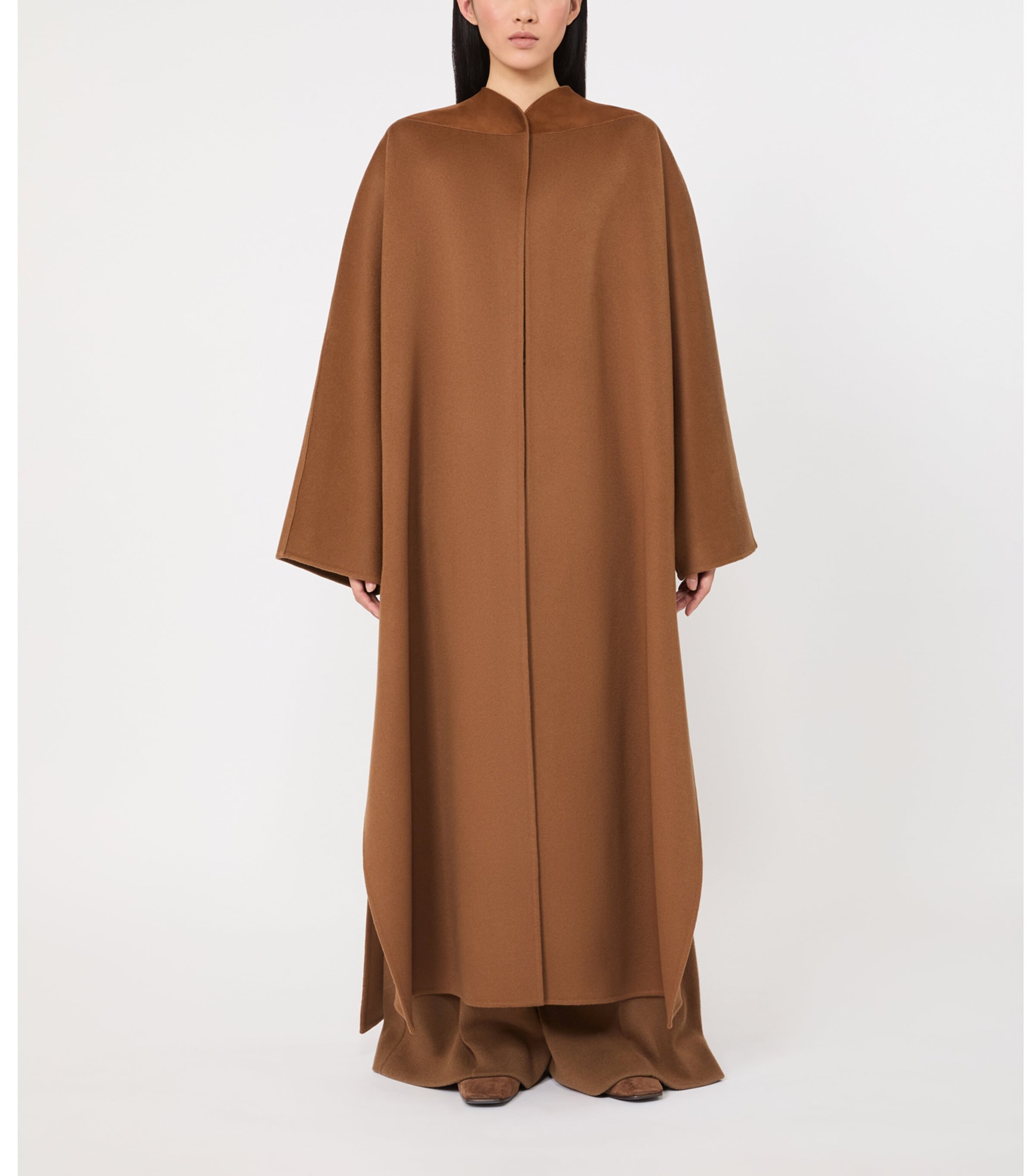 Max Mara Womens Cashmere Long Cape Coat Camel Image 2
