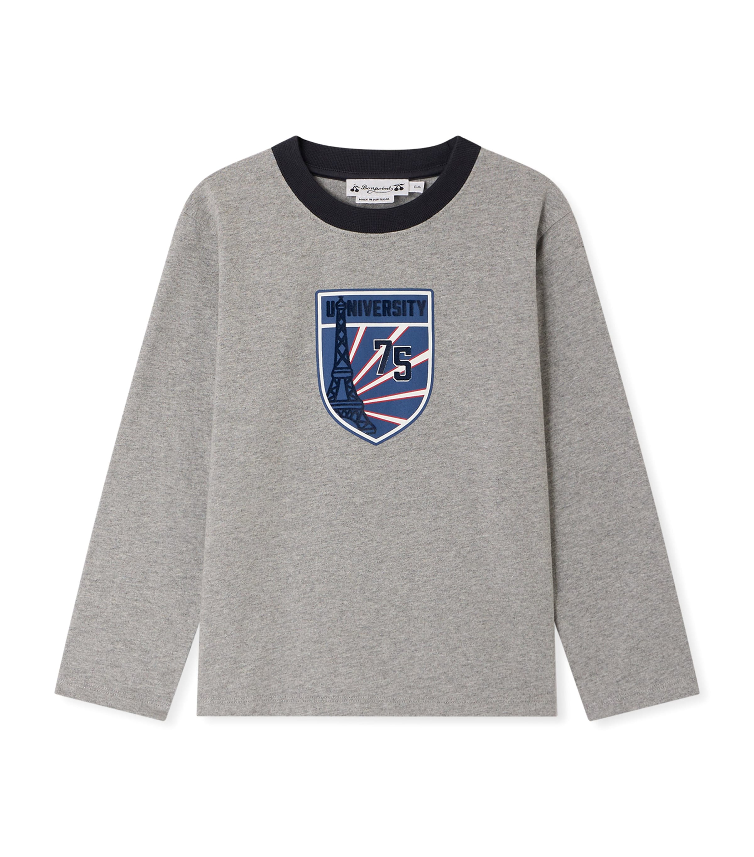 Bonpoint Cotton Printed T-Shirt (4-8 Years) Gris Chine C. Image 1
