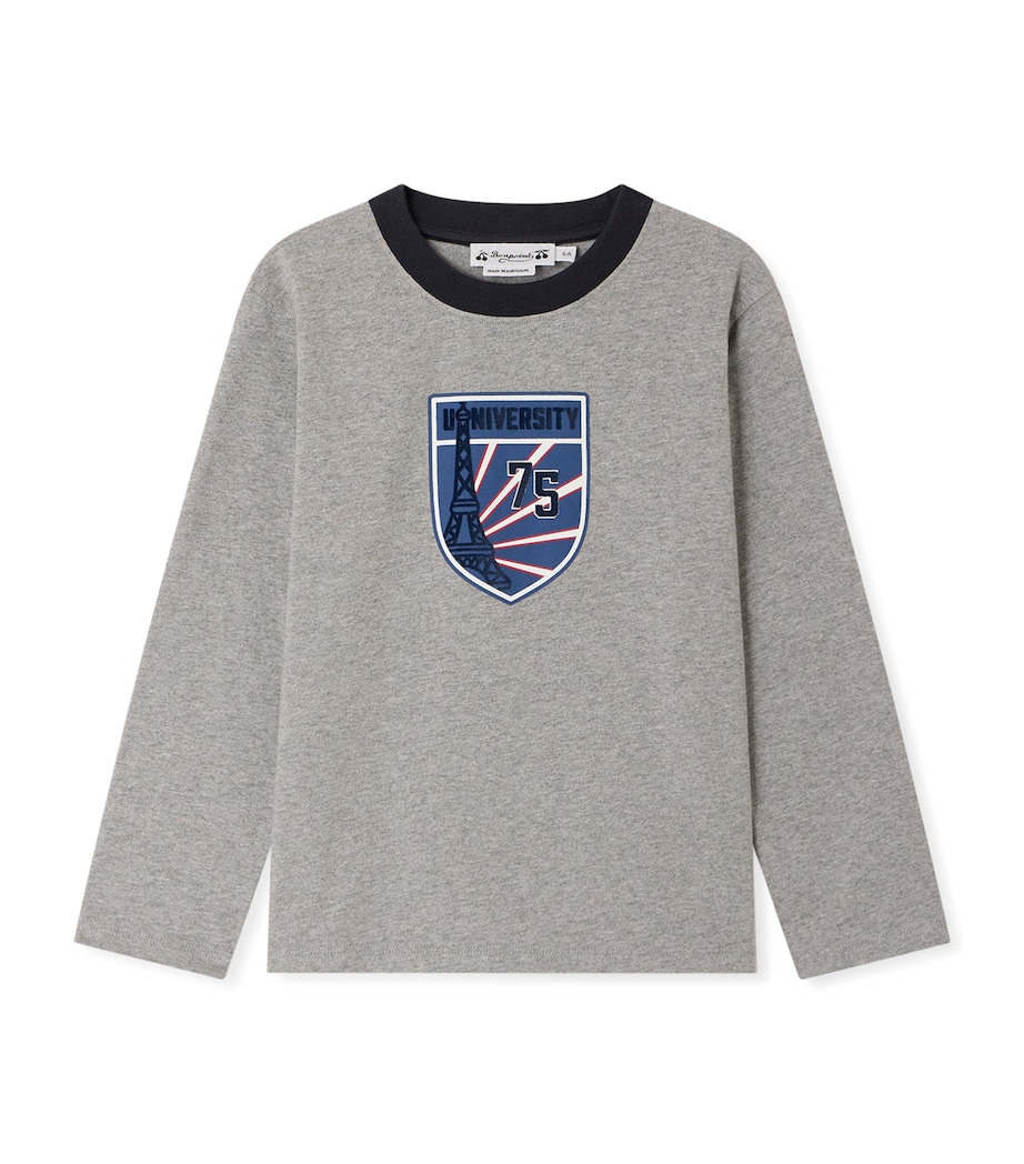 Bonpoint Cotton Printed T-Shirt (4-8 Years) Gris Chine C. Image 1