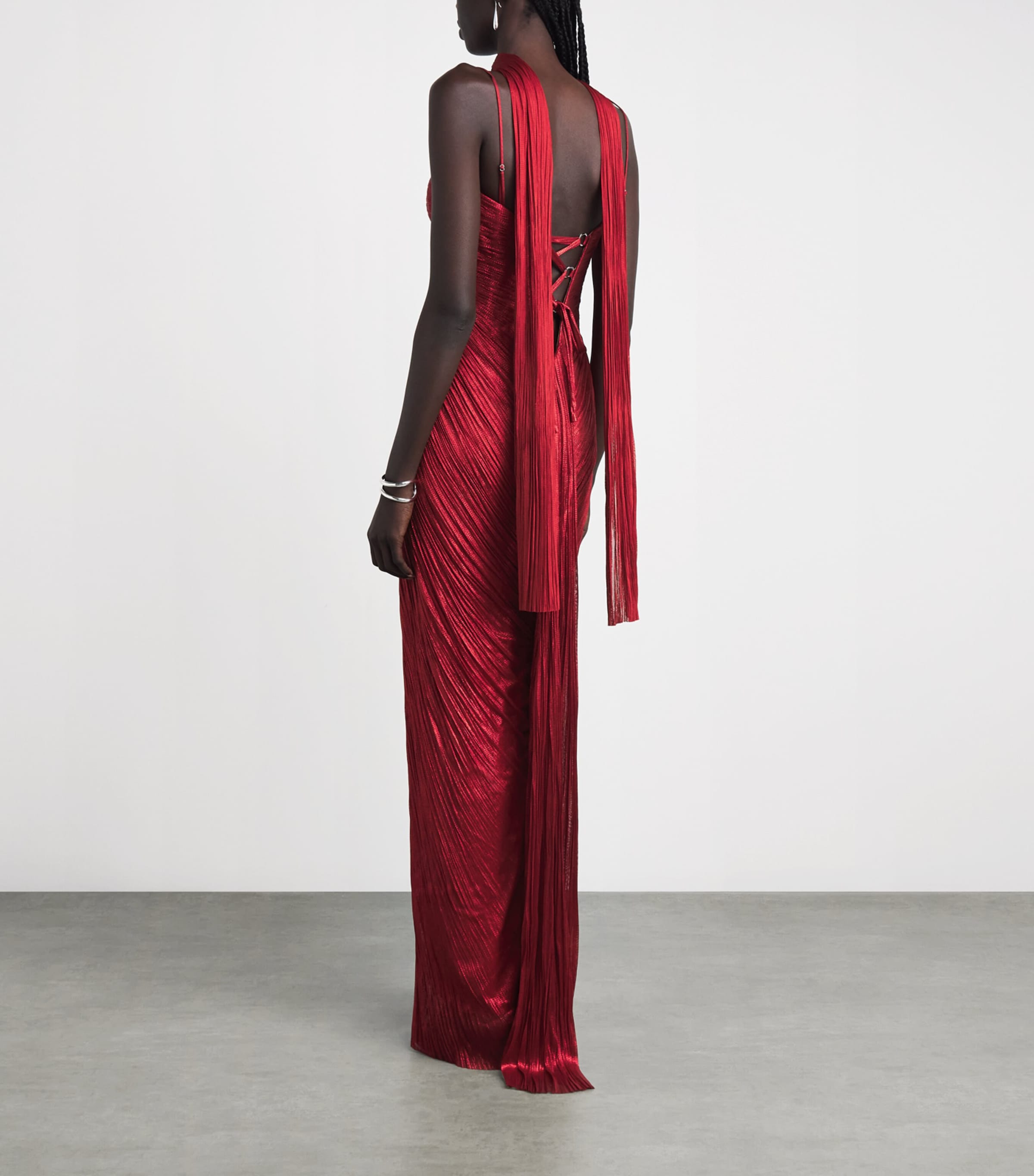 Maria Lucia Hohan Womens Silk Cut-Out Tonia Gown Salsa Image 4