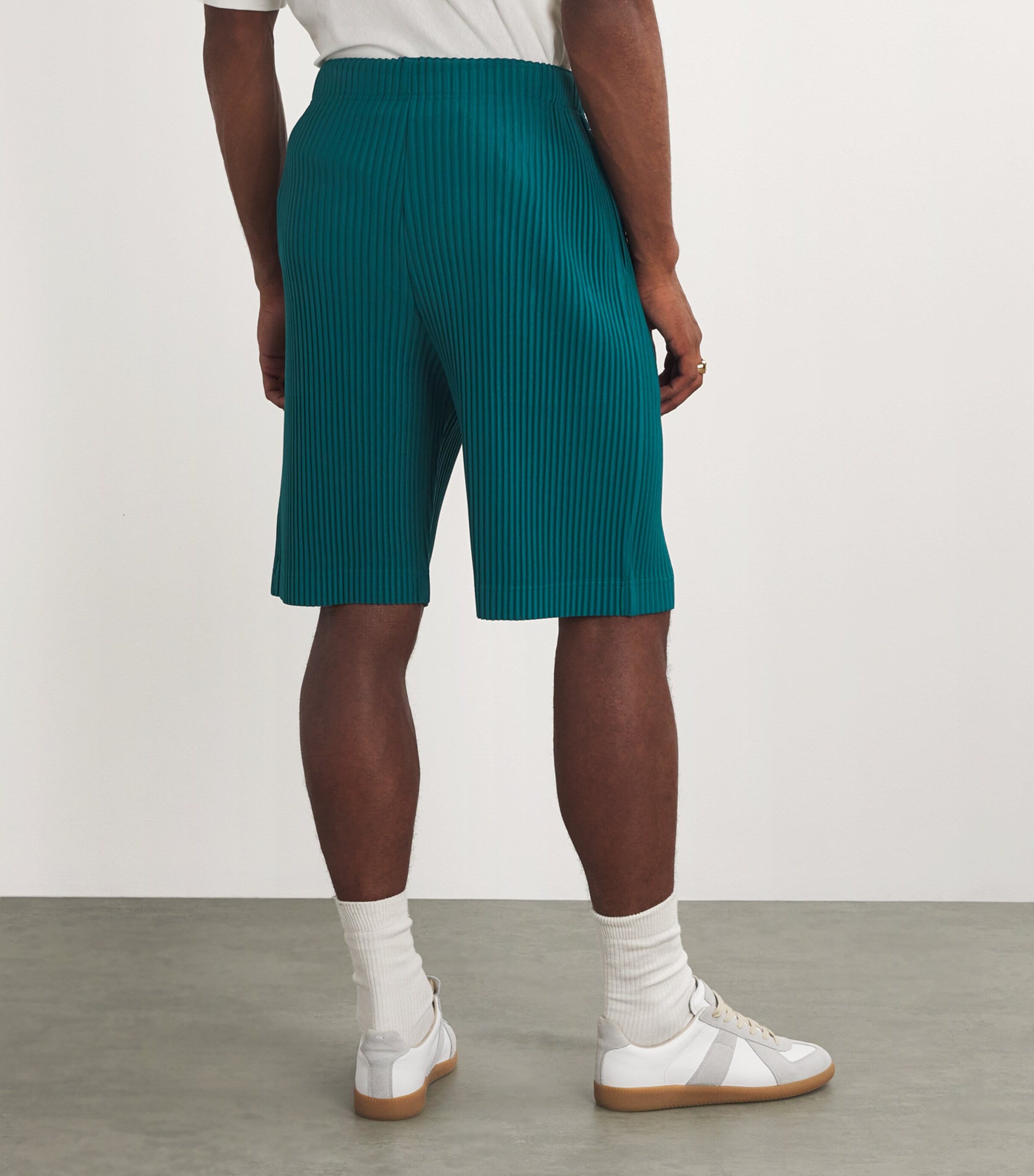 Homme Plissé Issey Miyake Green Pleated Shorts | Harrods JP