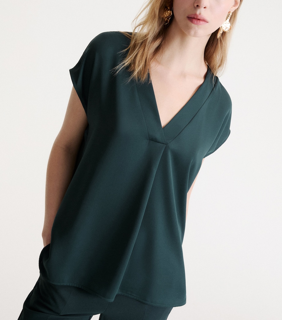 Marella Womens Satin V-Neck Blouse Peacock Blue Image 4