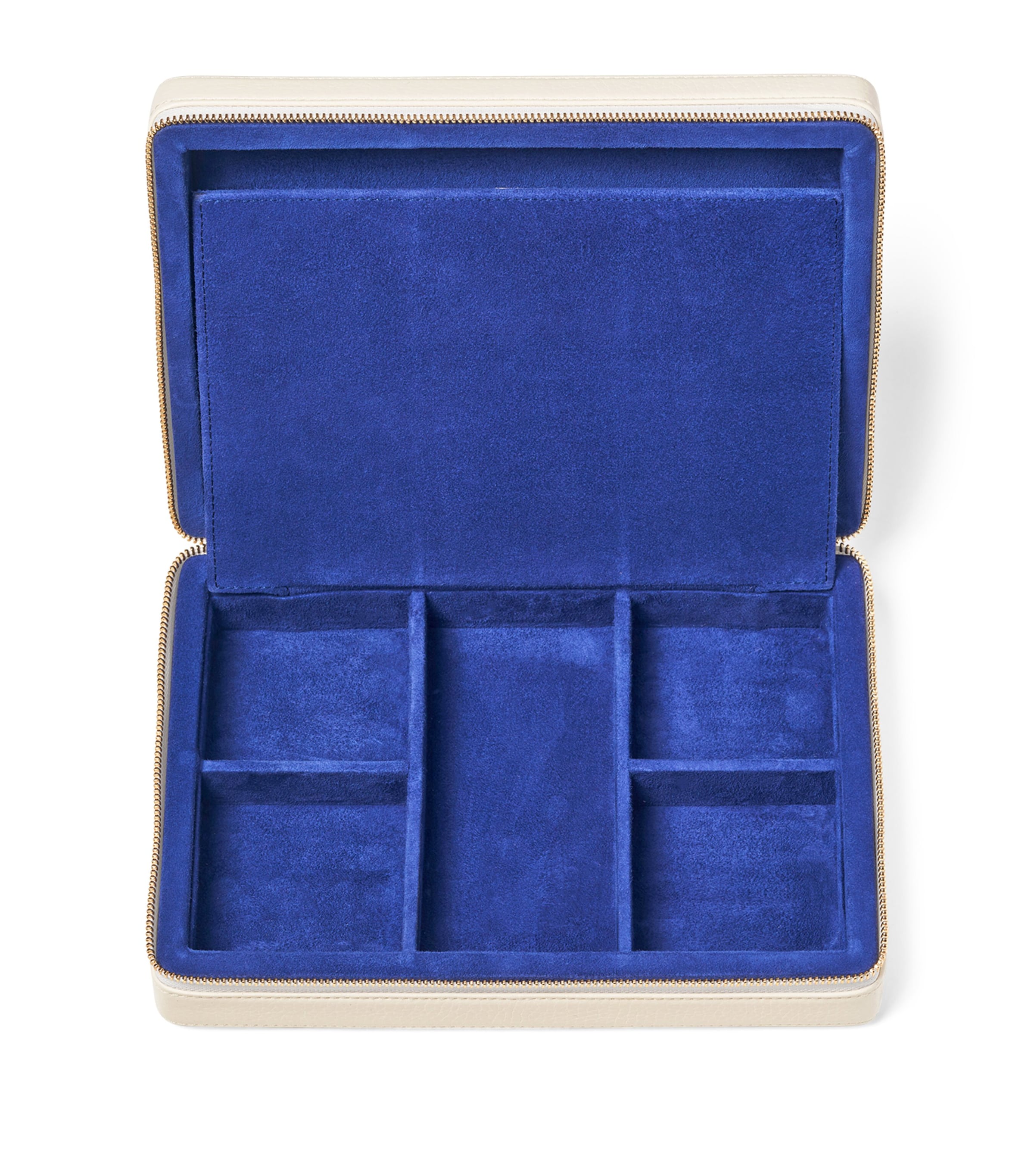 Large Leather Travel Jewellery Box IVORY Image 4