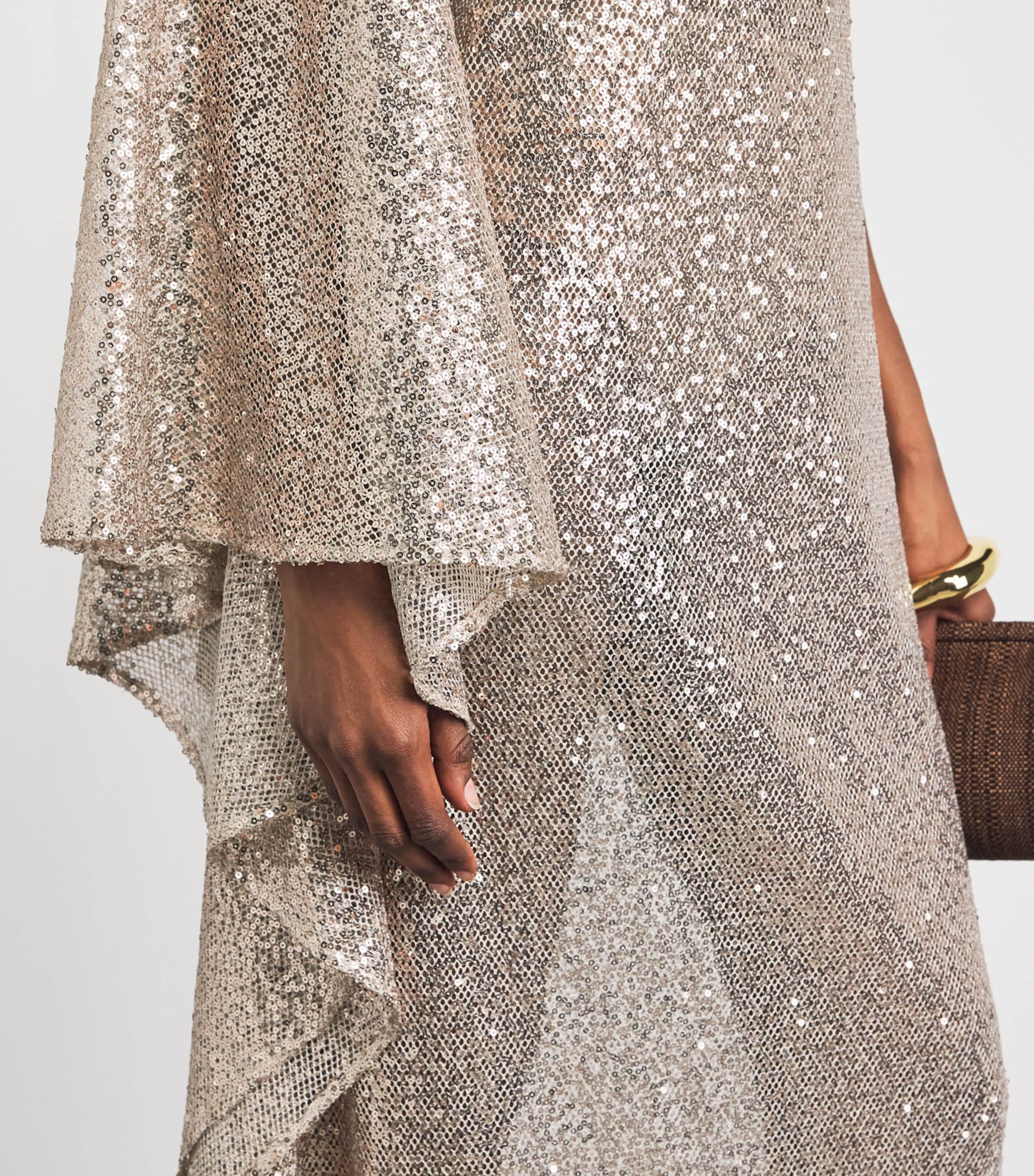 Taller Marmo Womens Sequin Ubud Disco Maxi Dress White Sand Image 3