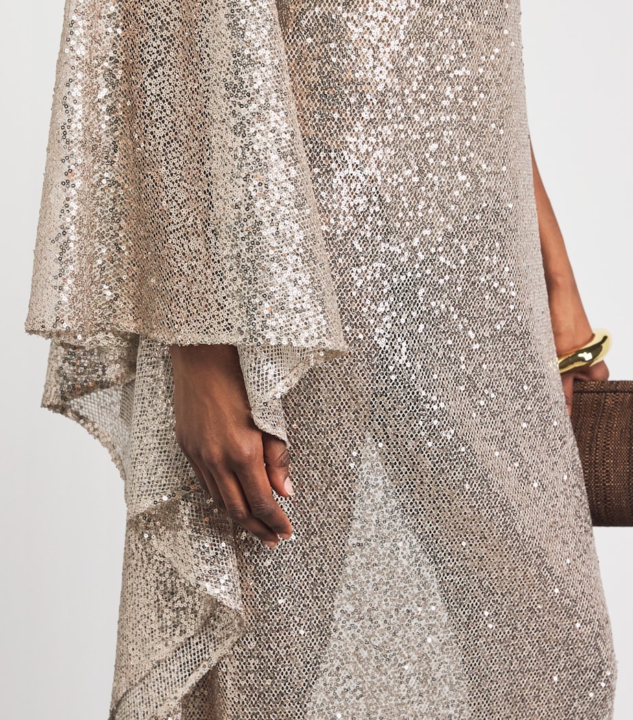 Taller Marmo Womens Sequin Ubud Disco Maxi Dress White Sand Image 3