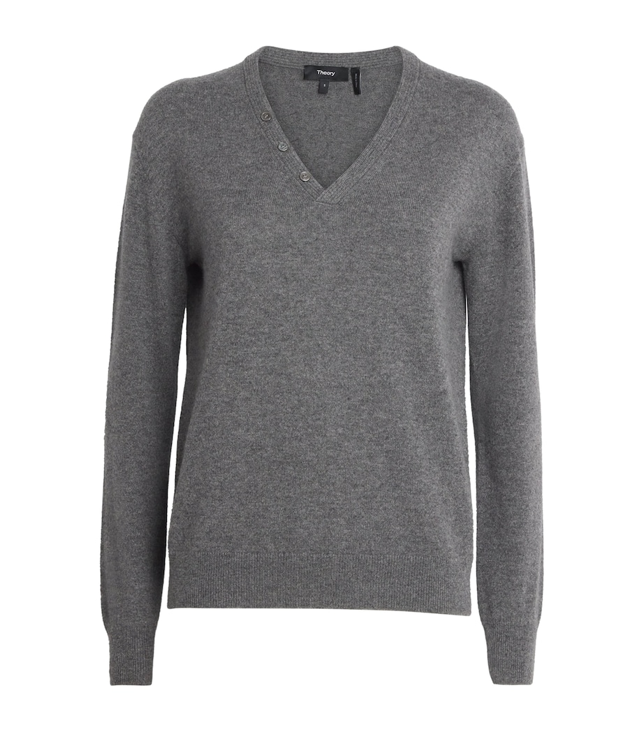 Cashmere V-Neck Sweater QIP-LIGHT CHARCOAL Image 1