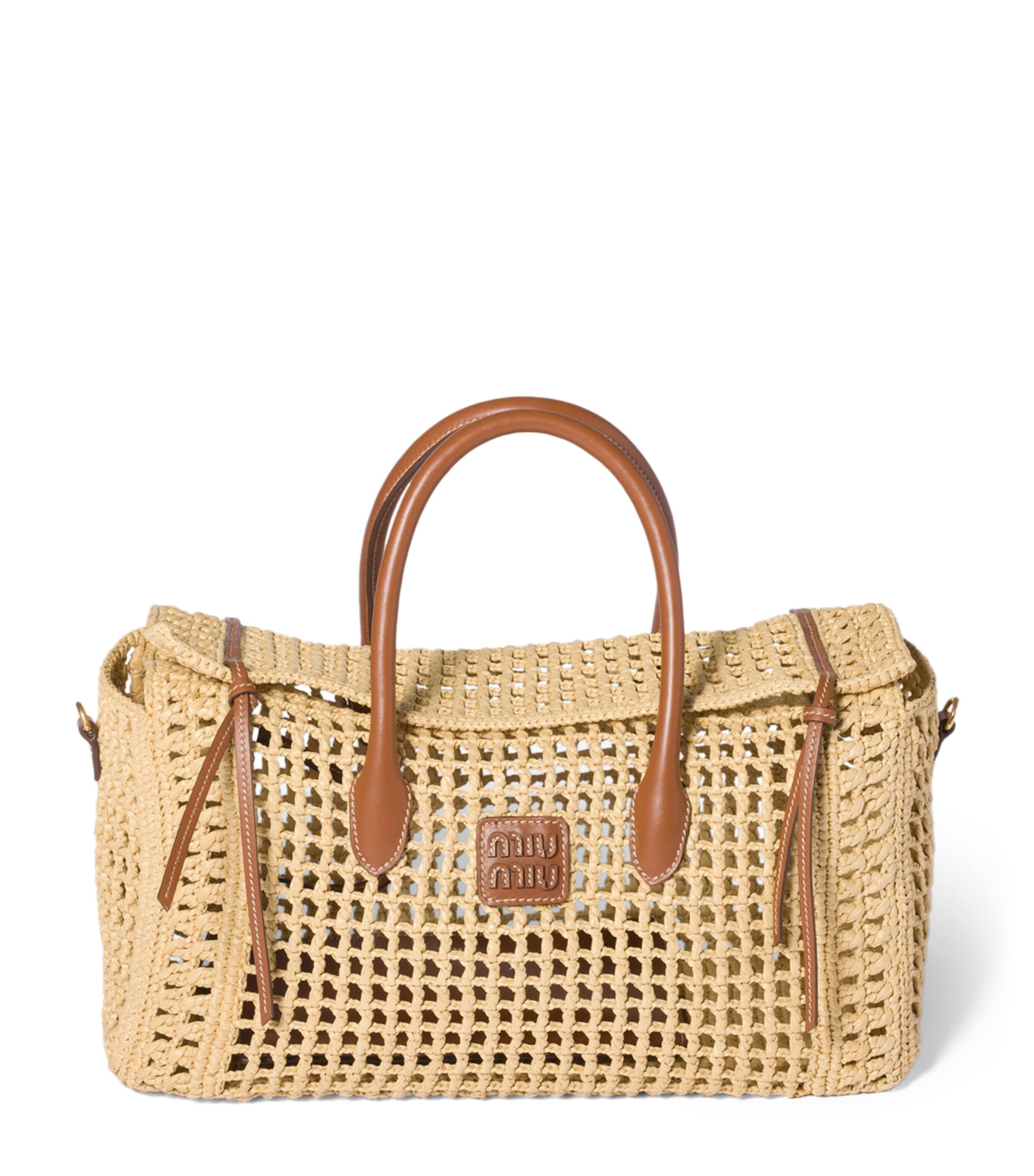 Miu Miu Raffia Top-Handle Bag Neutral Image 1