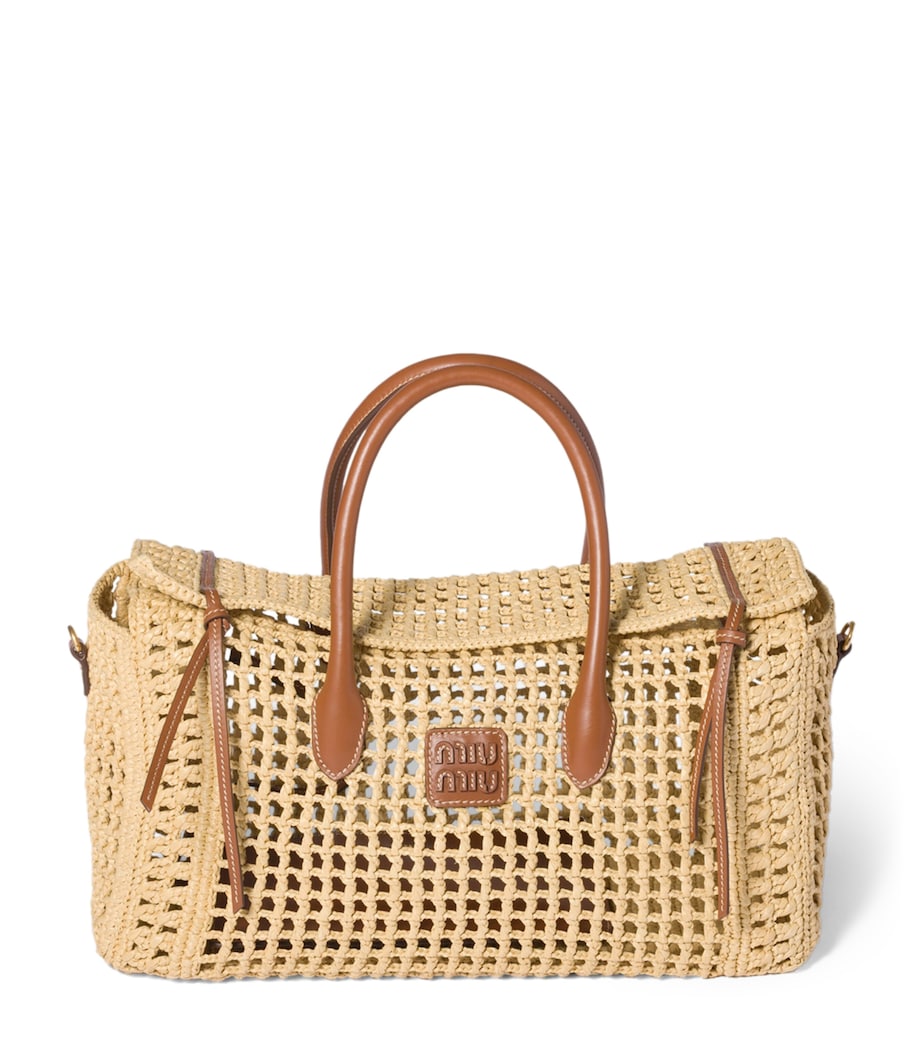Miu Miu Raffia Top-Handle Bag Neutral Image 1