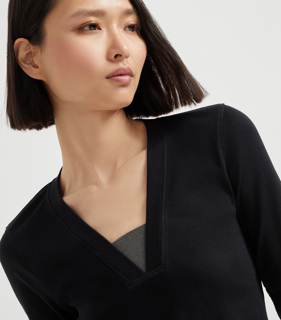 Stretch-Cotton Monili-Detail T-Shirt C101 Image 6