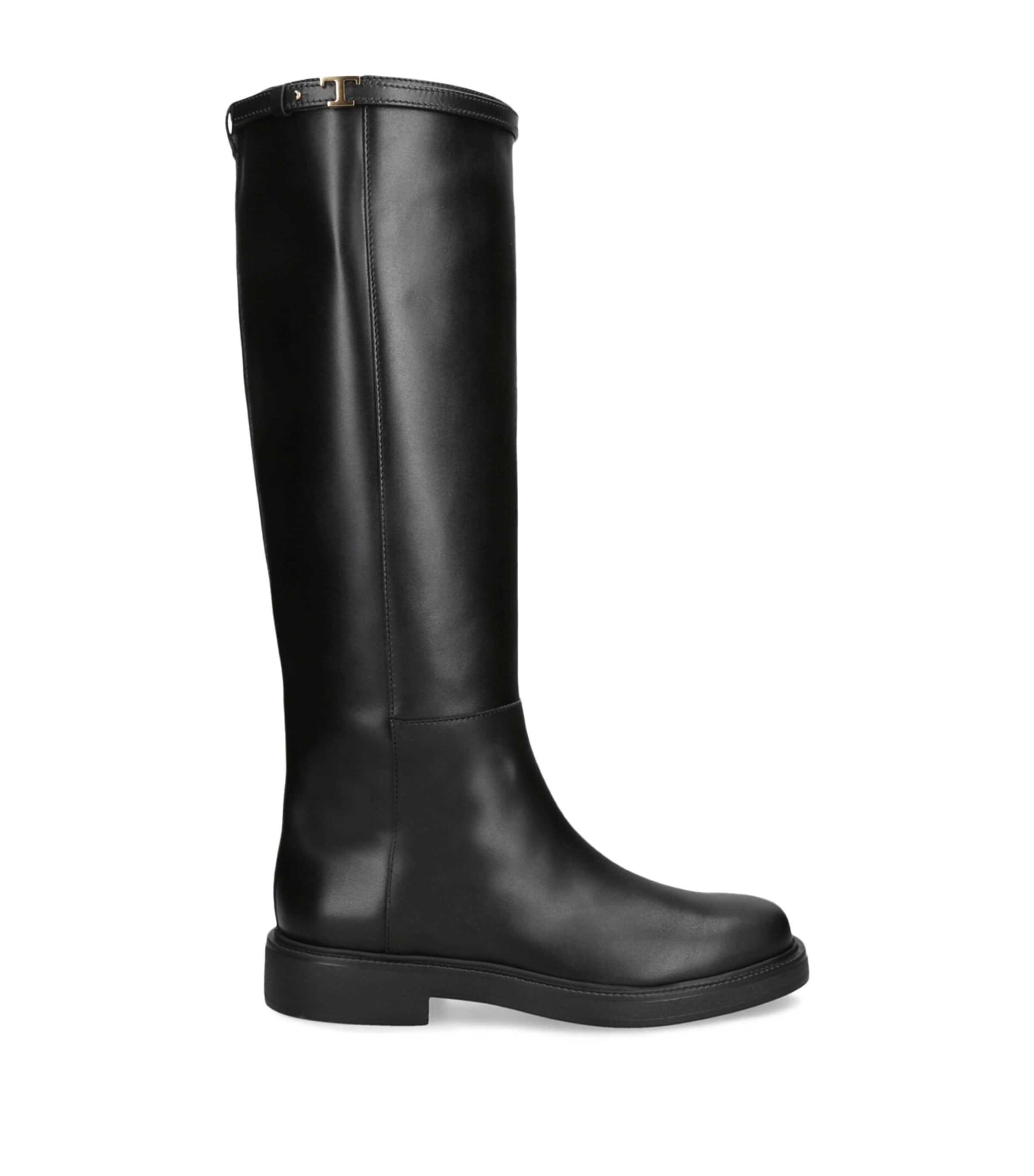 Leather Knee-High Boots BLACK Image 1