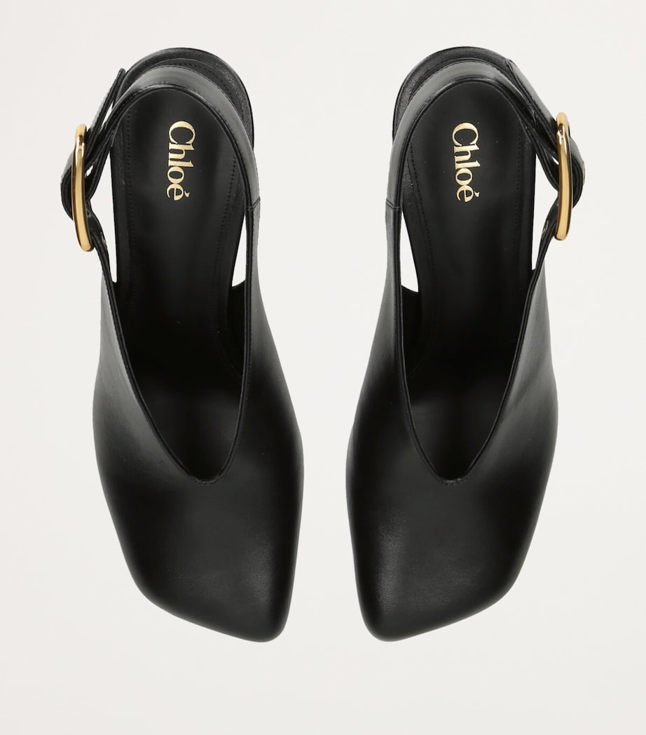 Leather Andrea Slingback Pumps 70 BLACK Image 4