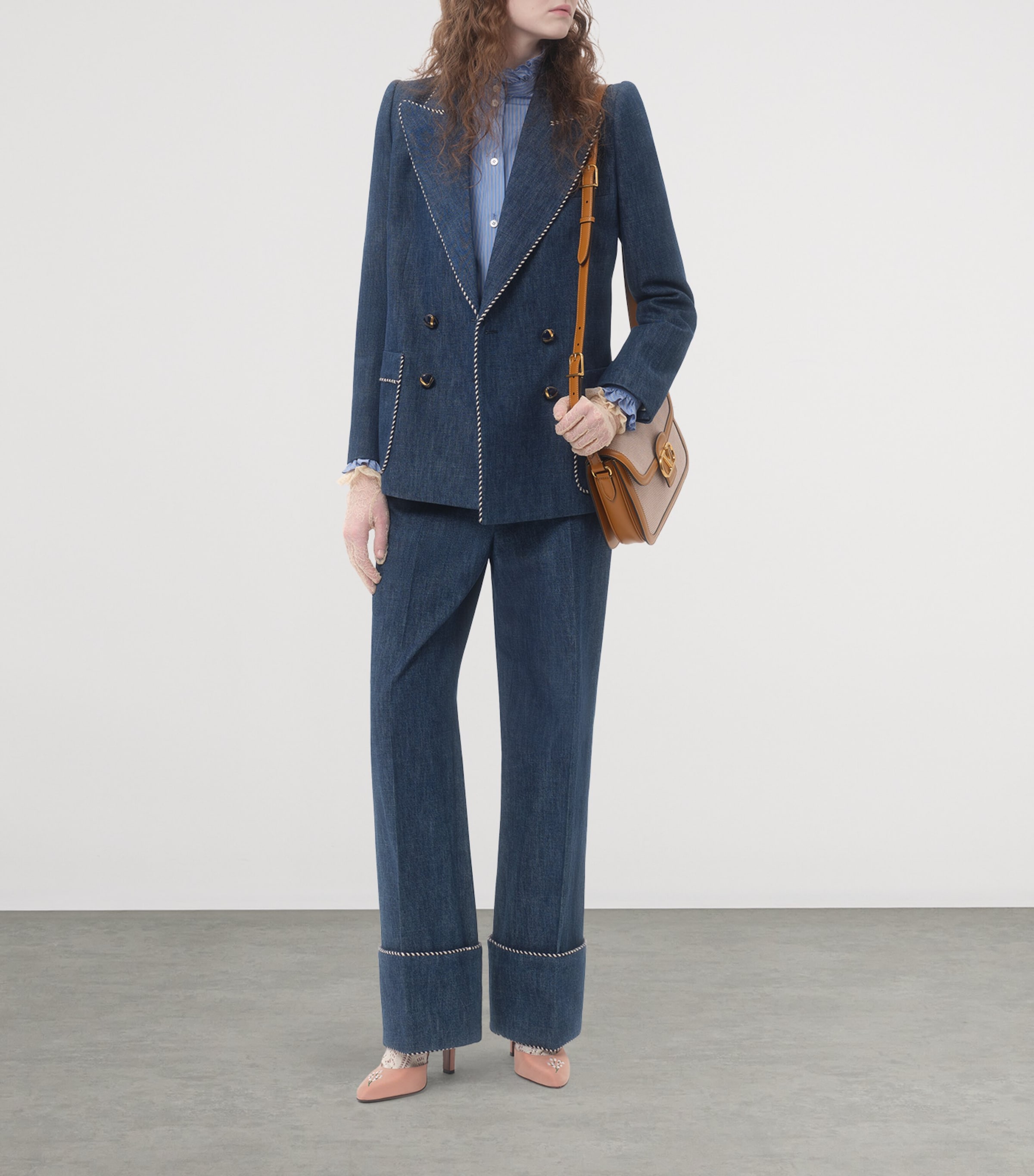 Valentino Denim Double-Breasted Blazer | Harrods SA