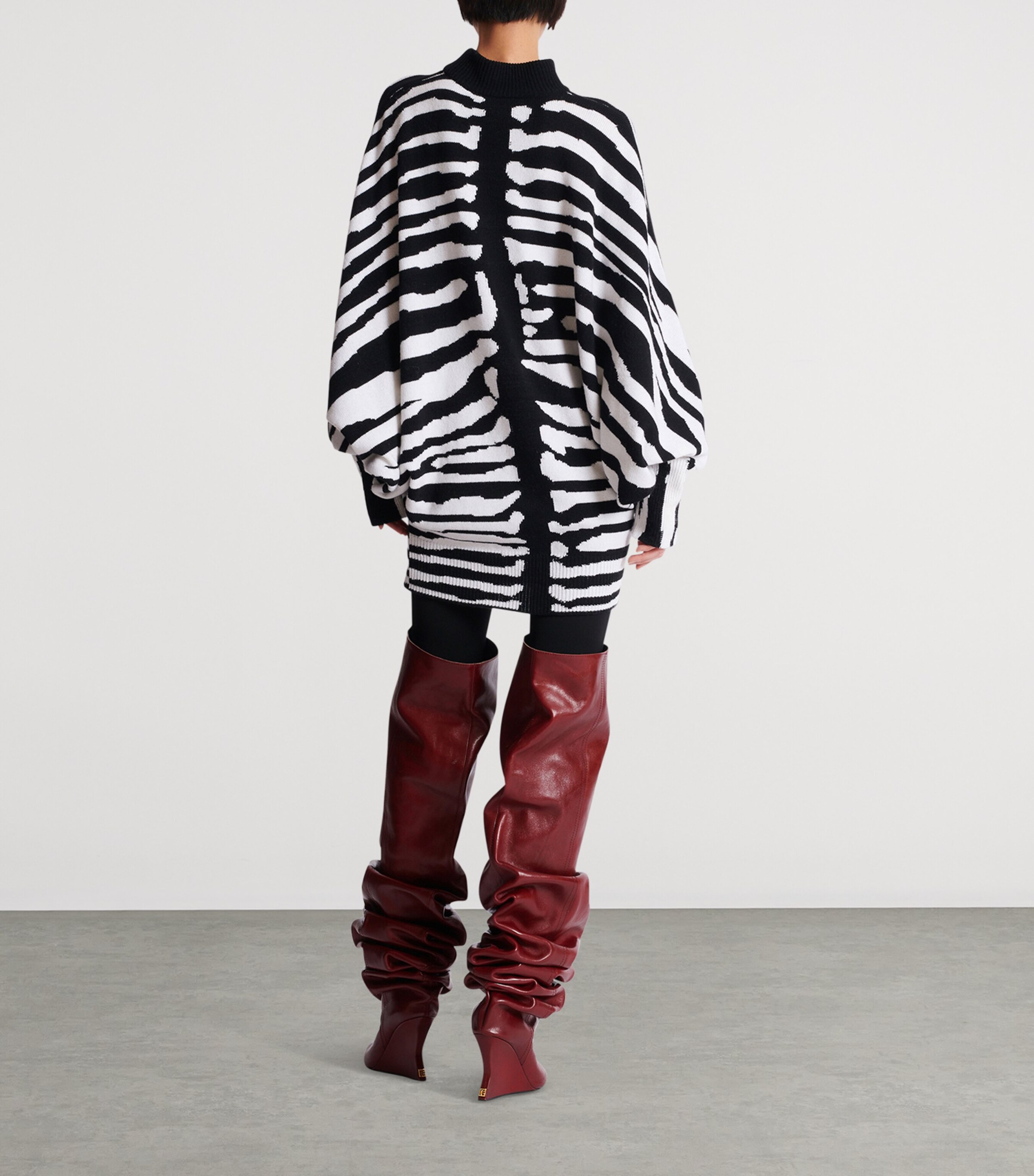 Wool-Cashmere Intarsia Mini Dress EAB NOIR/BLANC Image 5