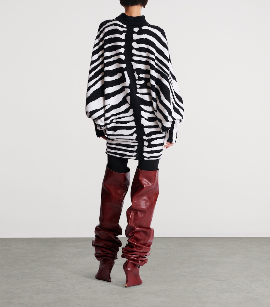 Wool-Cashmere Intarsia Mini Dress EAB NOIR/BLANC Image 5